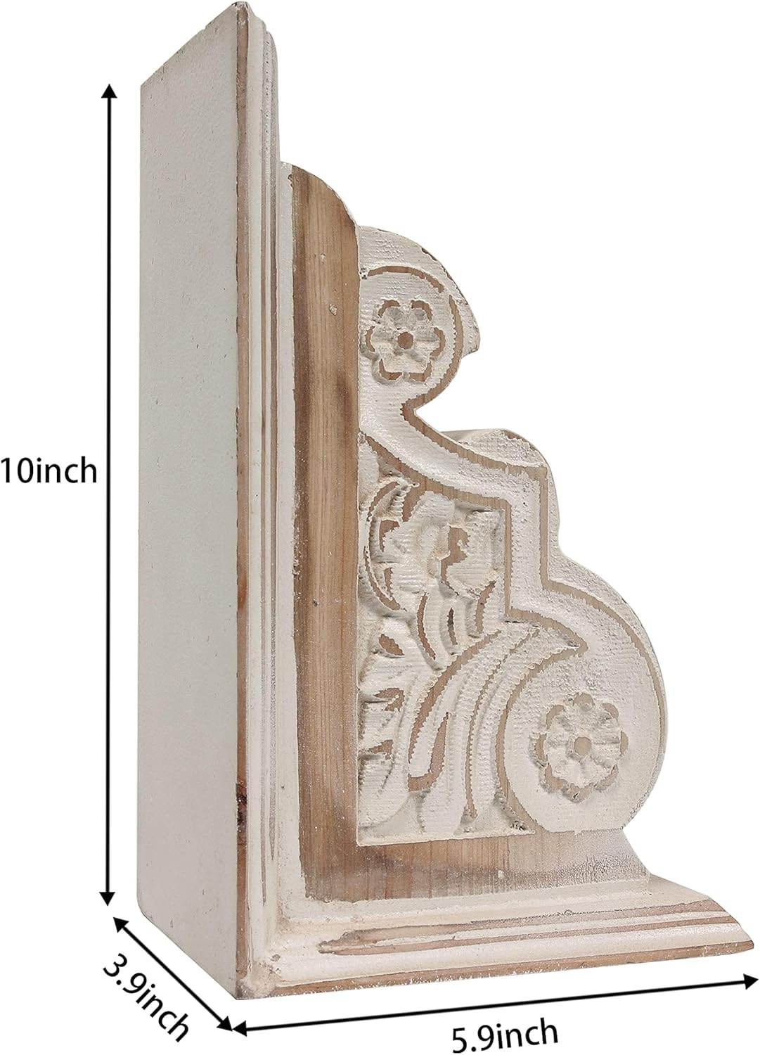 Carved Pattern Farmhouse Book Ends / White