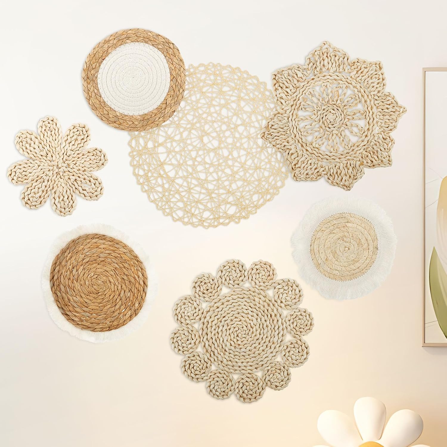 Boho Wall Basket Decor Set / Style 4 / Set of 7