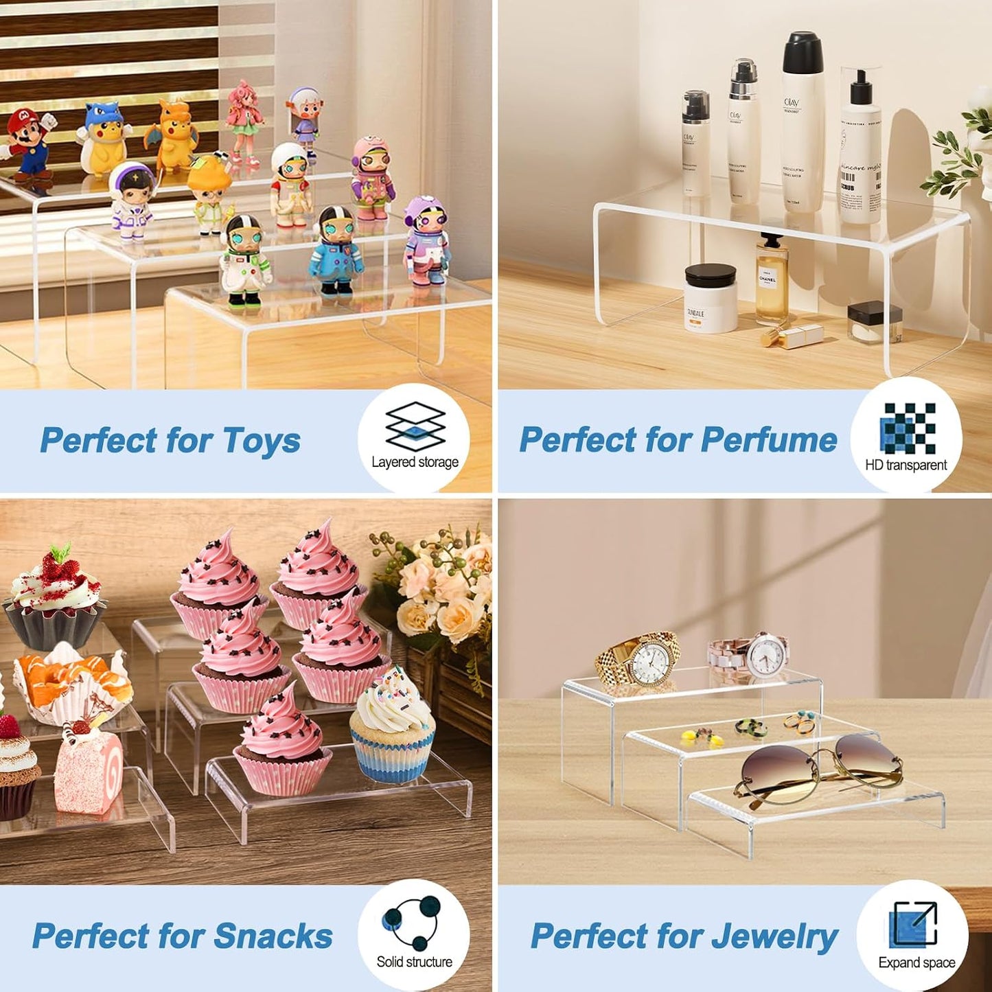 acrylic risers display stands / Small Size / Clear / Set of 6