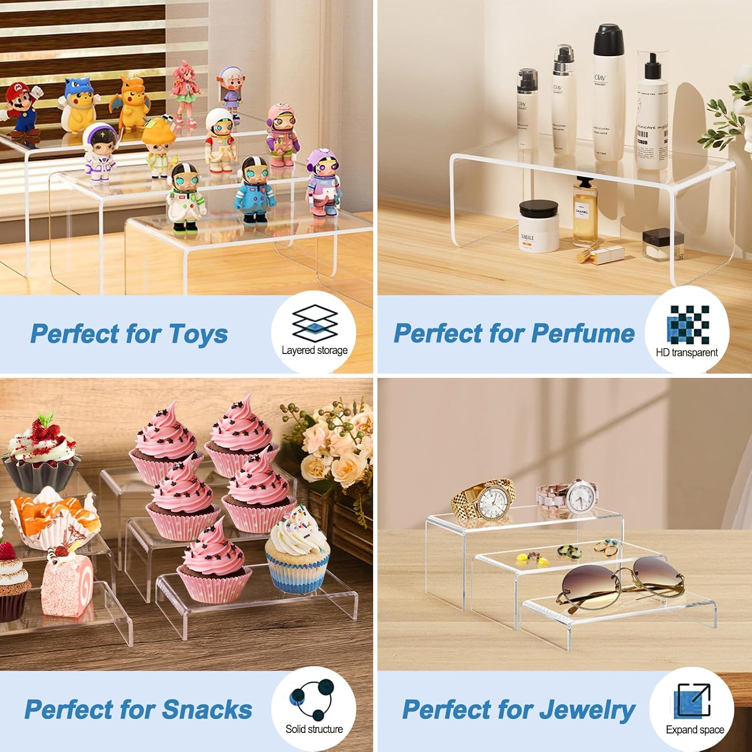 acrylic risers display stands / Small Size / Clear / Set of 6