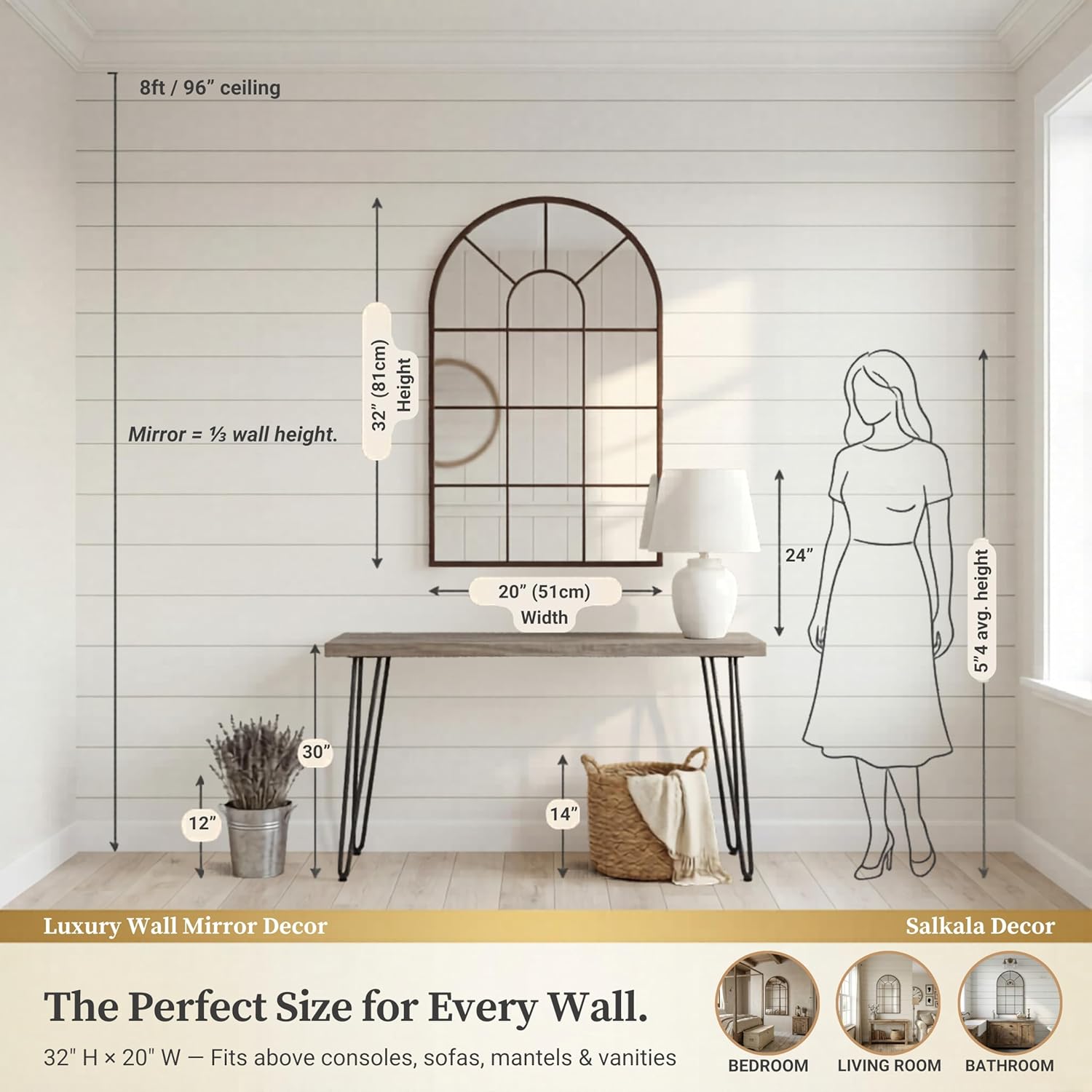 Farmhouse Decorative Wall Mirrors / Black / 32"L x 20"W