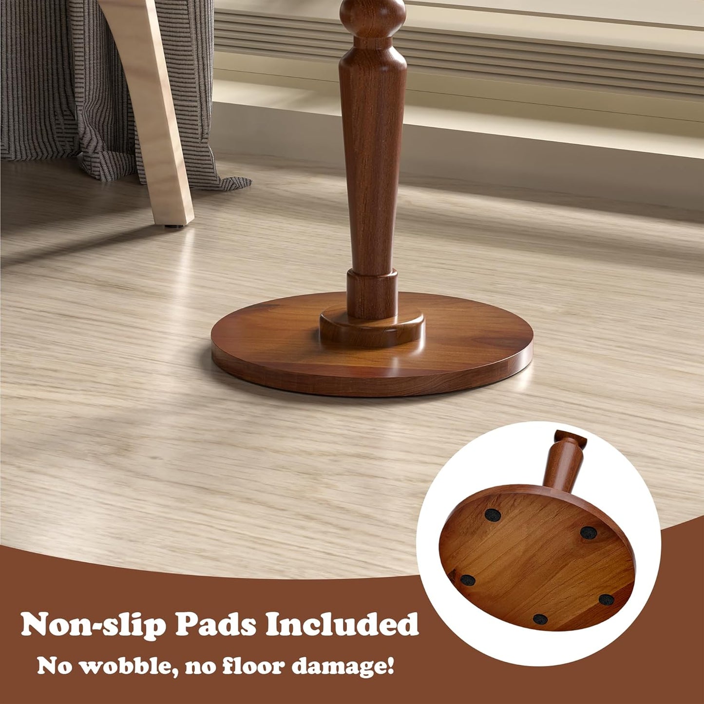 Small Wooden Round Side Table / Warm Brown