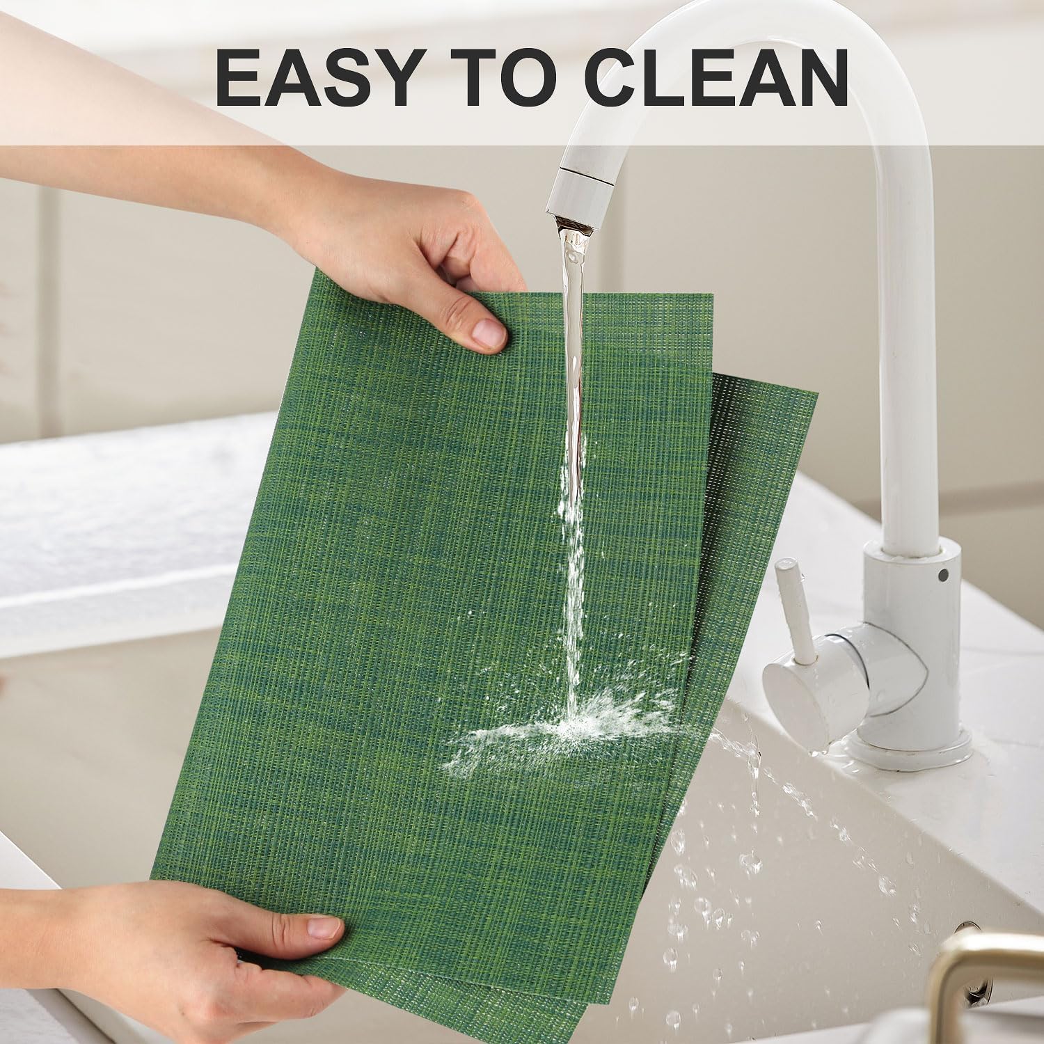 Vinyl Placemats Set of 8, PVC Woven Washable Non-Slip Table Mats, Heat Resistant Wrinkle Free Place Mats for Dining