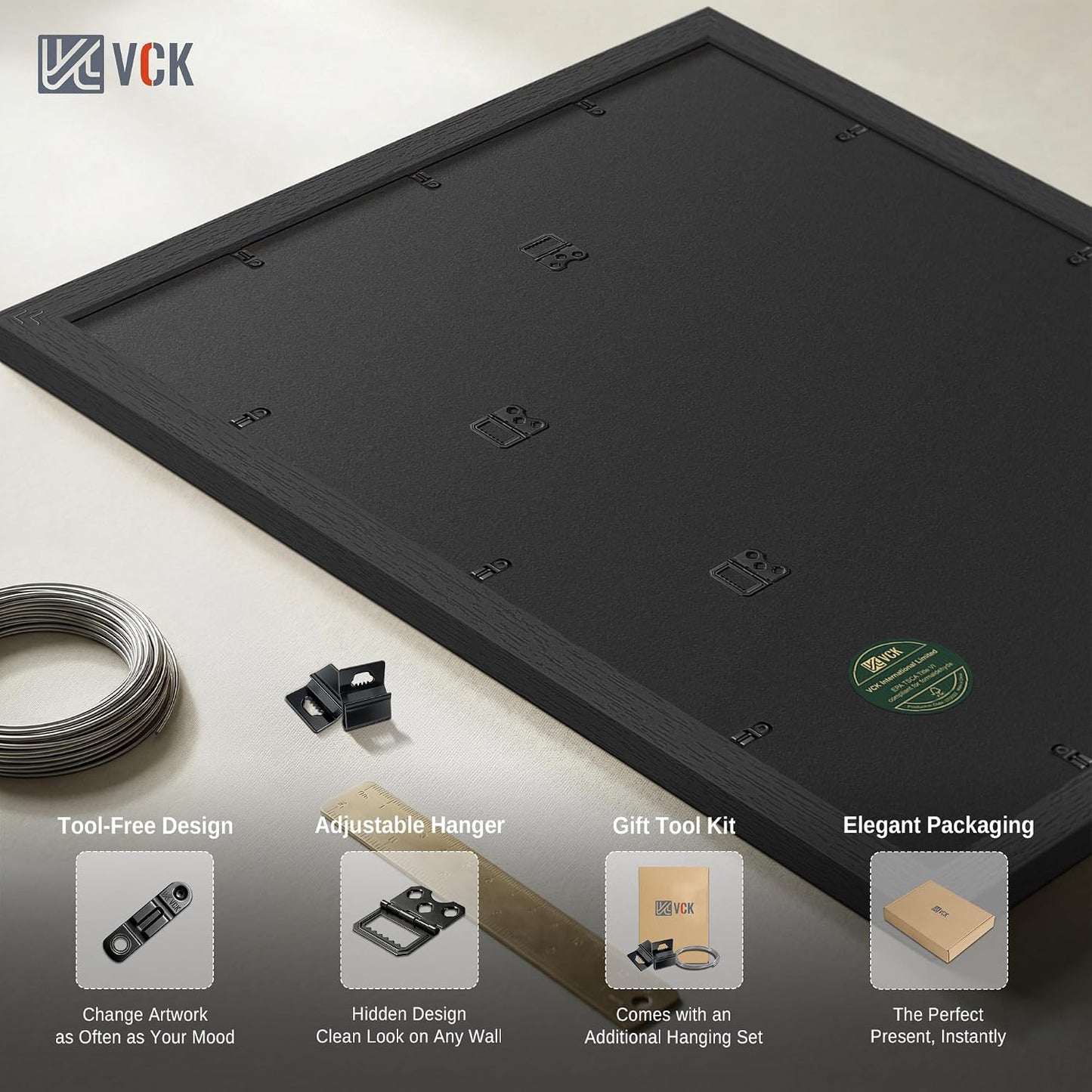 VCK 18x24 Frame 2 Pack, Black Wood, 16x20 Mat, for Concert Poster | Acid-Free Mat, HD Plexiglass, Vertical or
