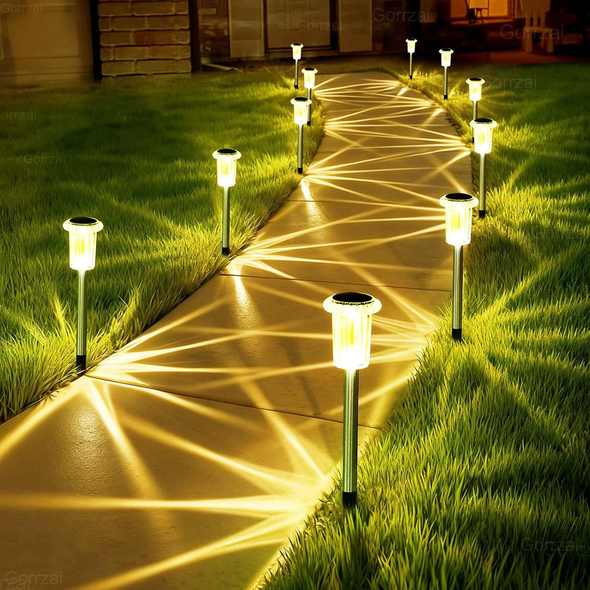 10 Pack Solar Lights Outdoor Waterproof Pathway Lights, Warm White