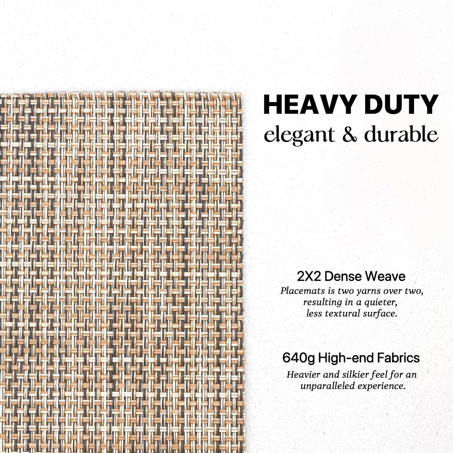 LEXMORE PlaceMats Set of 12 Vinyl/Plastic Woven Place Mats for Kitchen Table Indoor/Outdoor Washable PlaceMat Wipeable