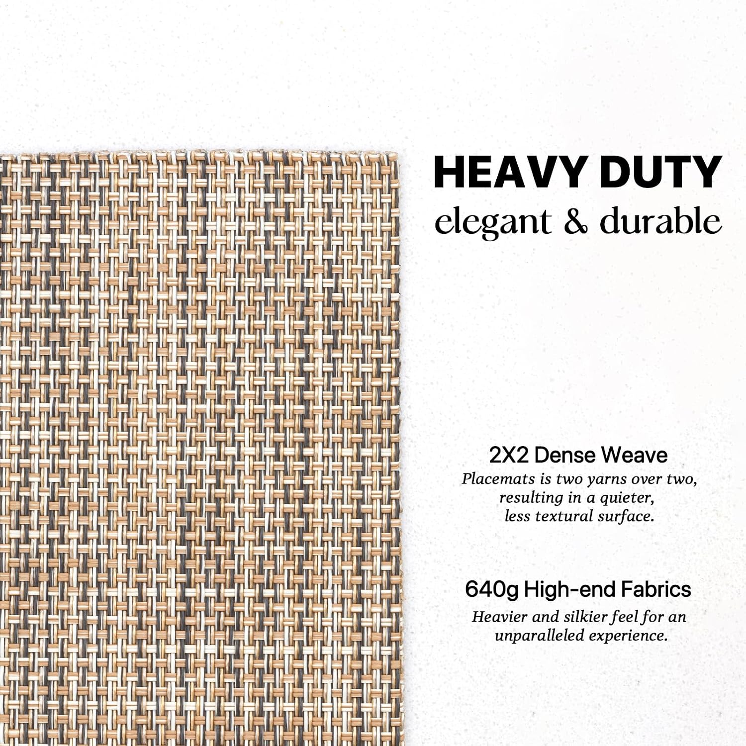 LEXMORE PlaceMats Set of 12 Vinyl/Plastic Woven Place Mats for Kitchen Table Indoor/Outdoor Washable PlaceMat Wipeable