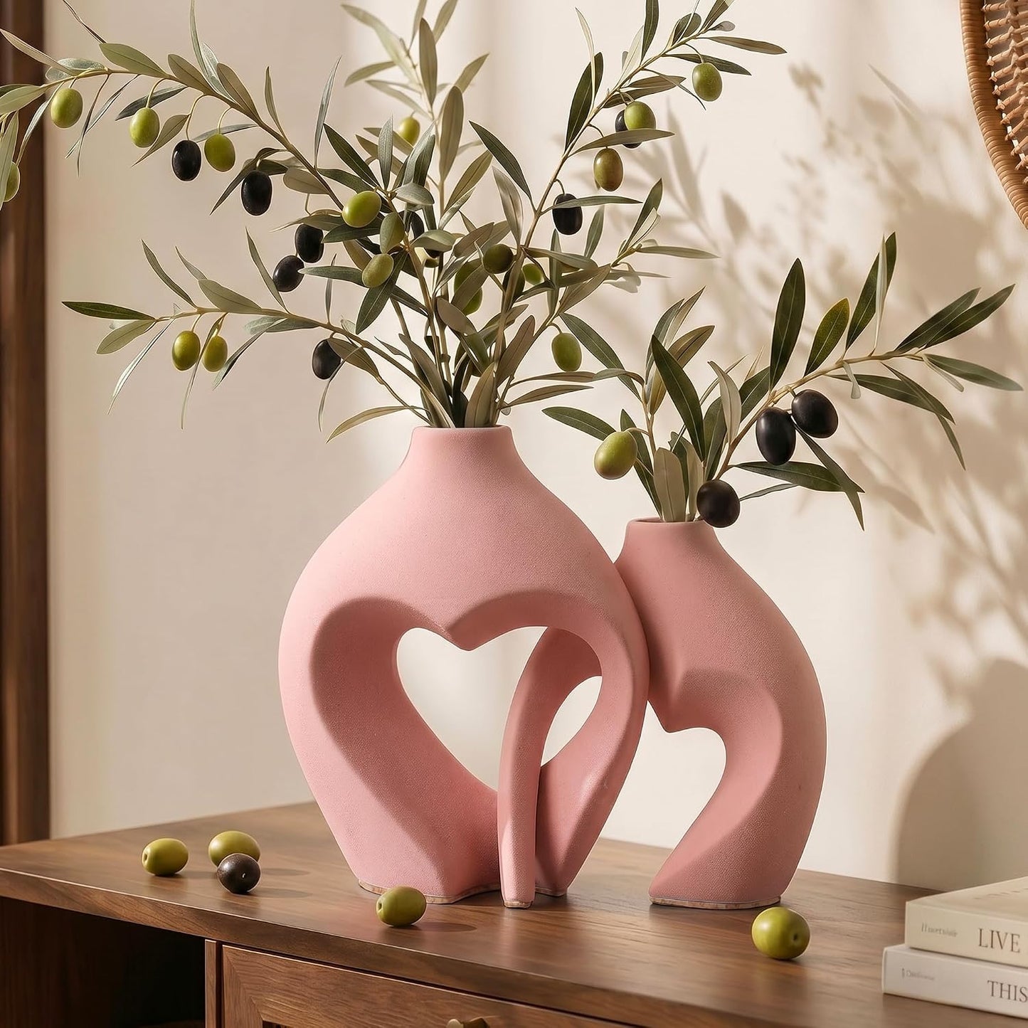 Ceramic Flower Vases Home Decor Heart Shaped Vase Nordic Heart Shaped Vases / Pink / Set of 2