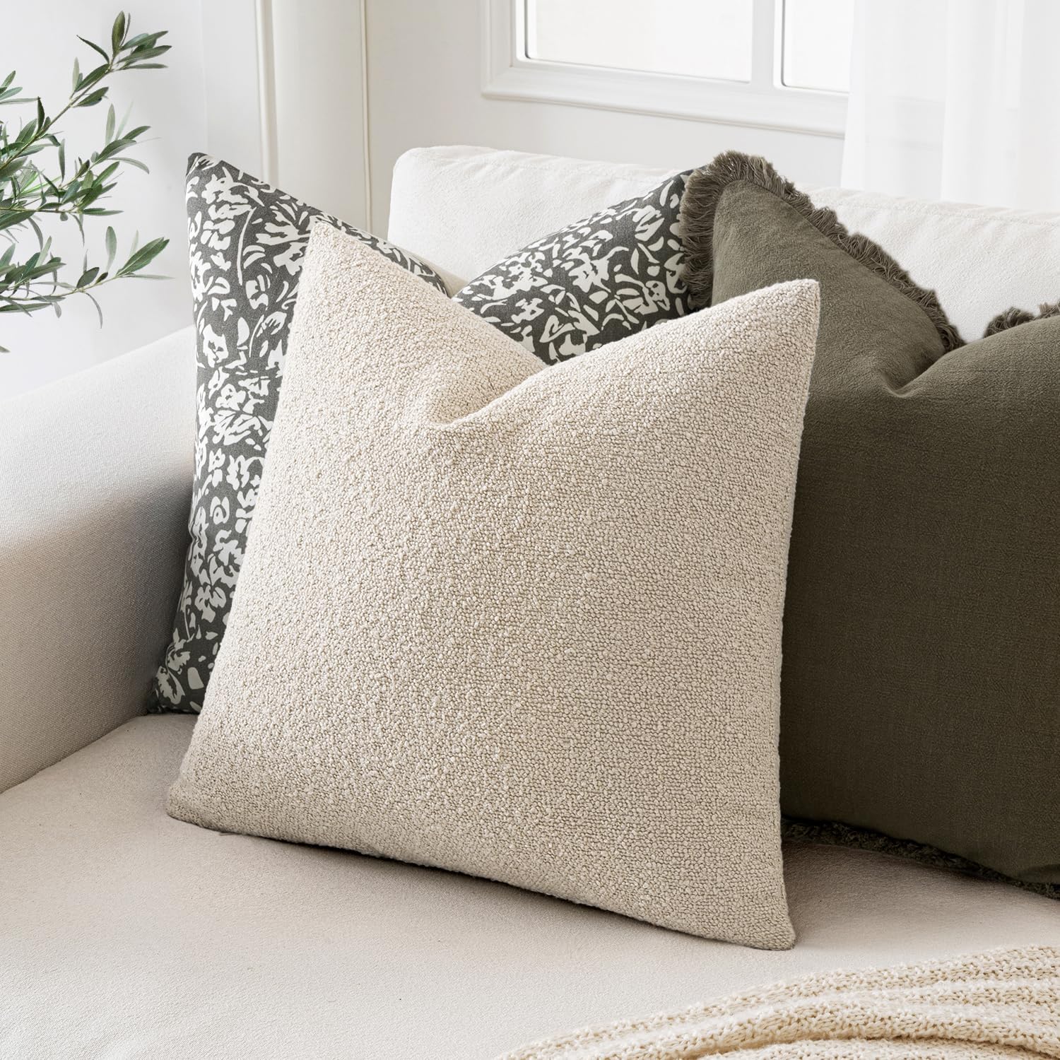 Decorative Pillow Covers / 18 x 18 / Beige / Set of 2