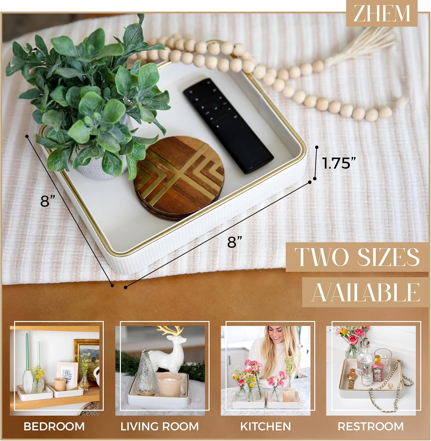 Dresser Trays / White / 8 x 8 x 1.8