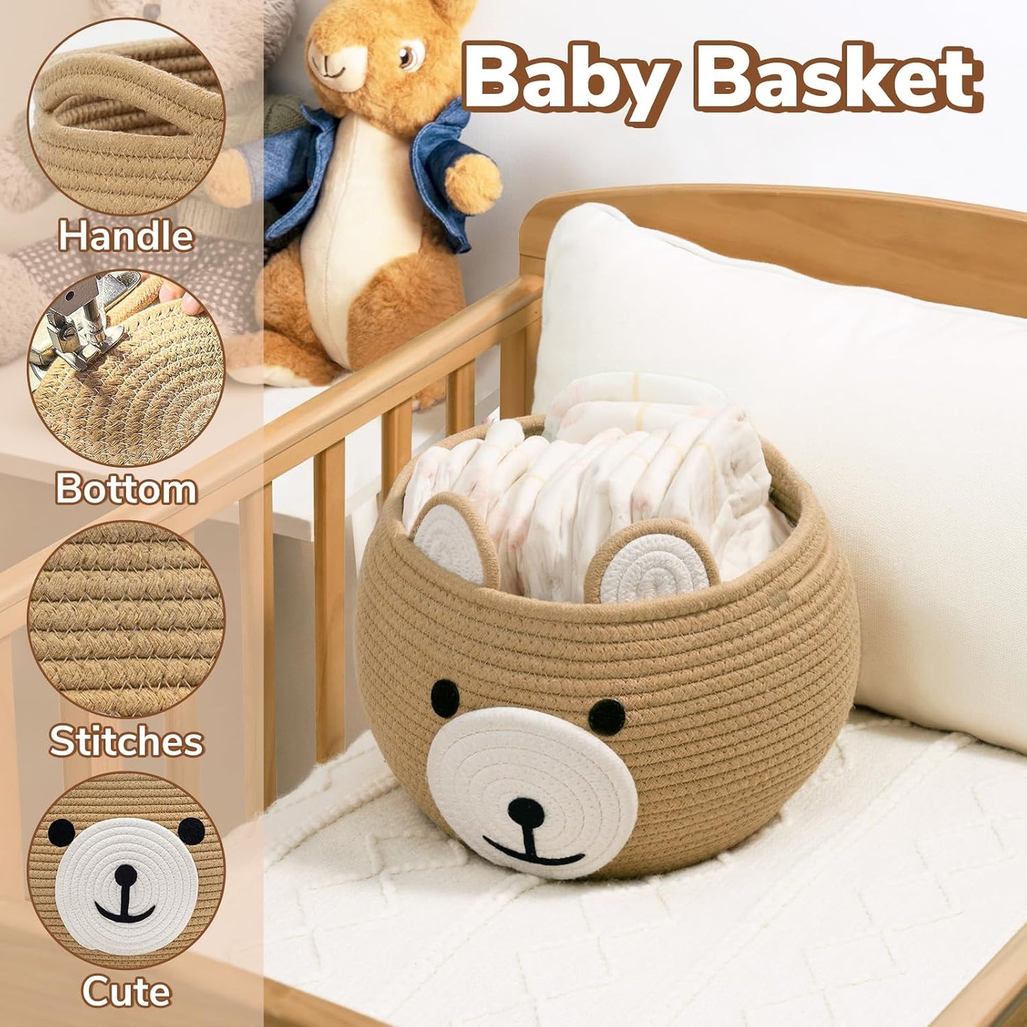 Empty Baby Shower Basket / Brown / 10.5"D x 8.5"H