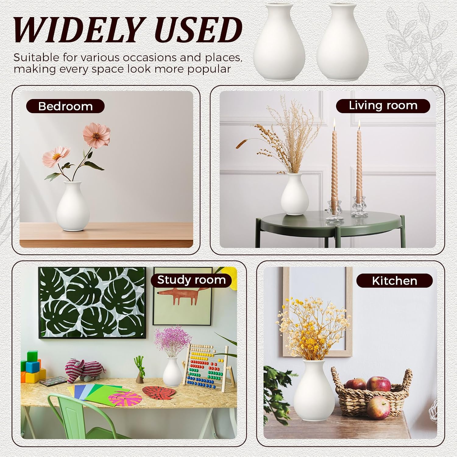 Ceramic Bud Vases Bulk Boho Small Flower Vase Ceramic Vases / 3.9"*2.76 / White / Set of 15