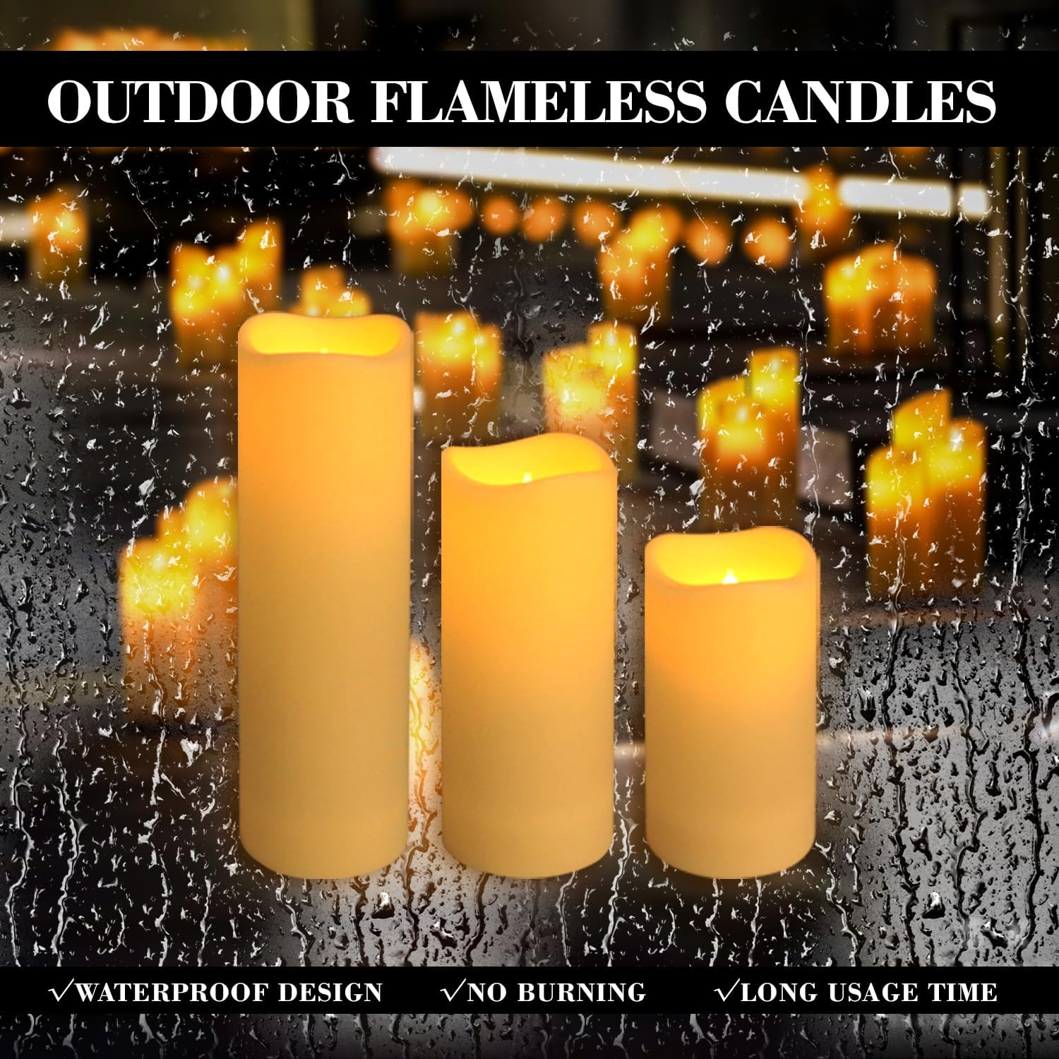48- Pack of 3 Sizes of LED Flameless Candles.This Candle is Suitable for café, Fancy Restaurant, Bookstore and Other