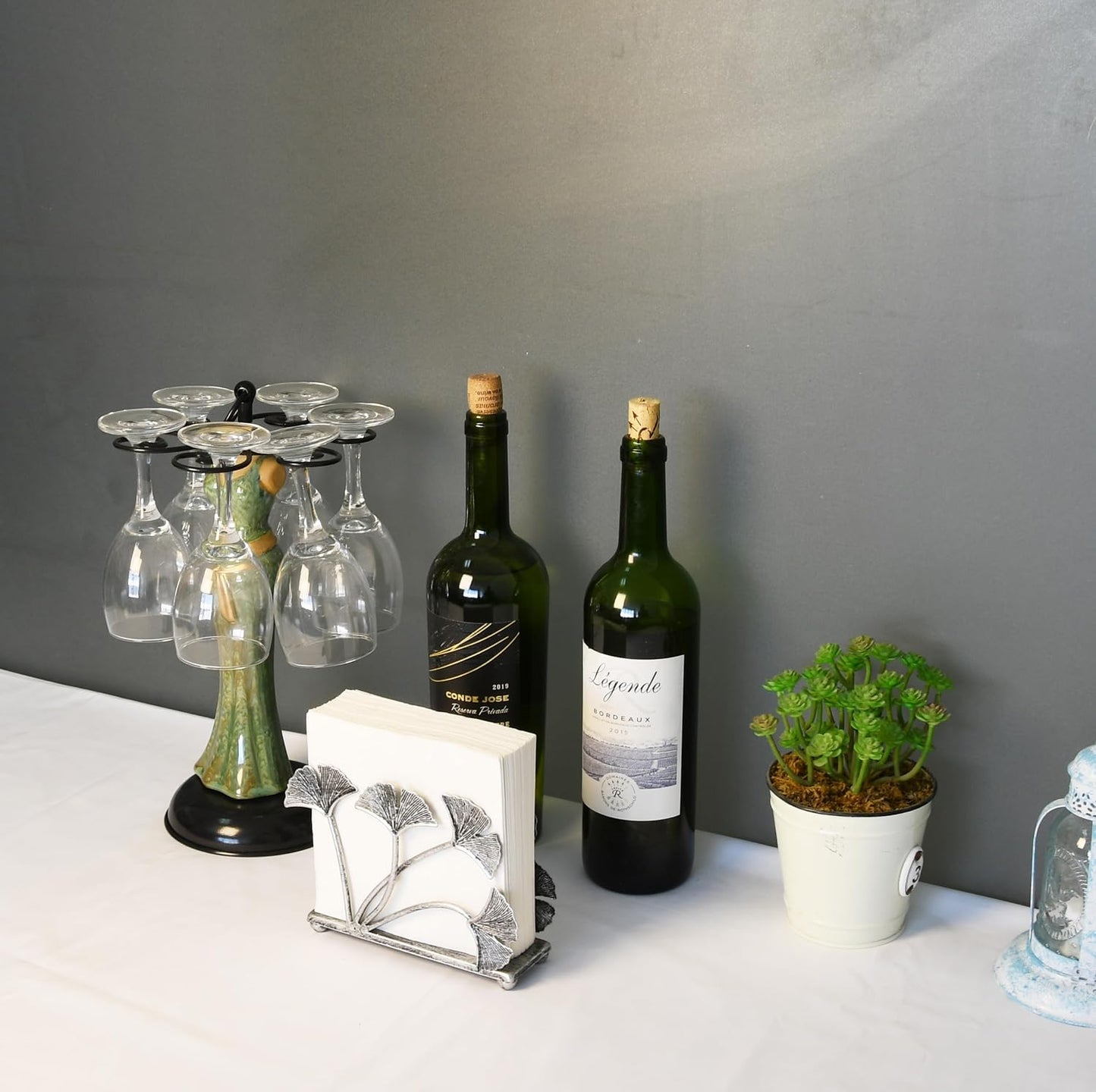 Modern Ginkgo Leaves Design Napkin Holder / Silver