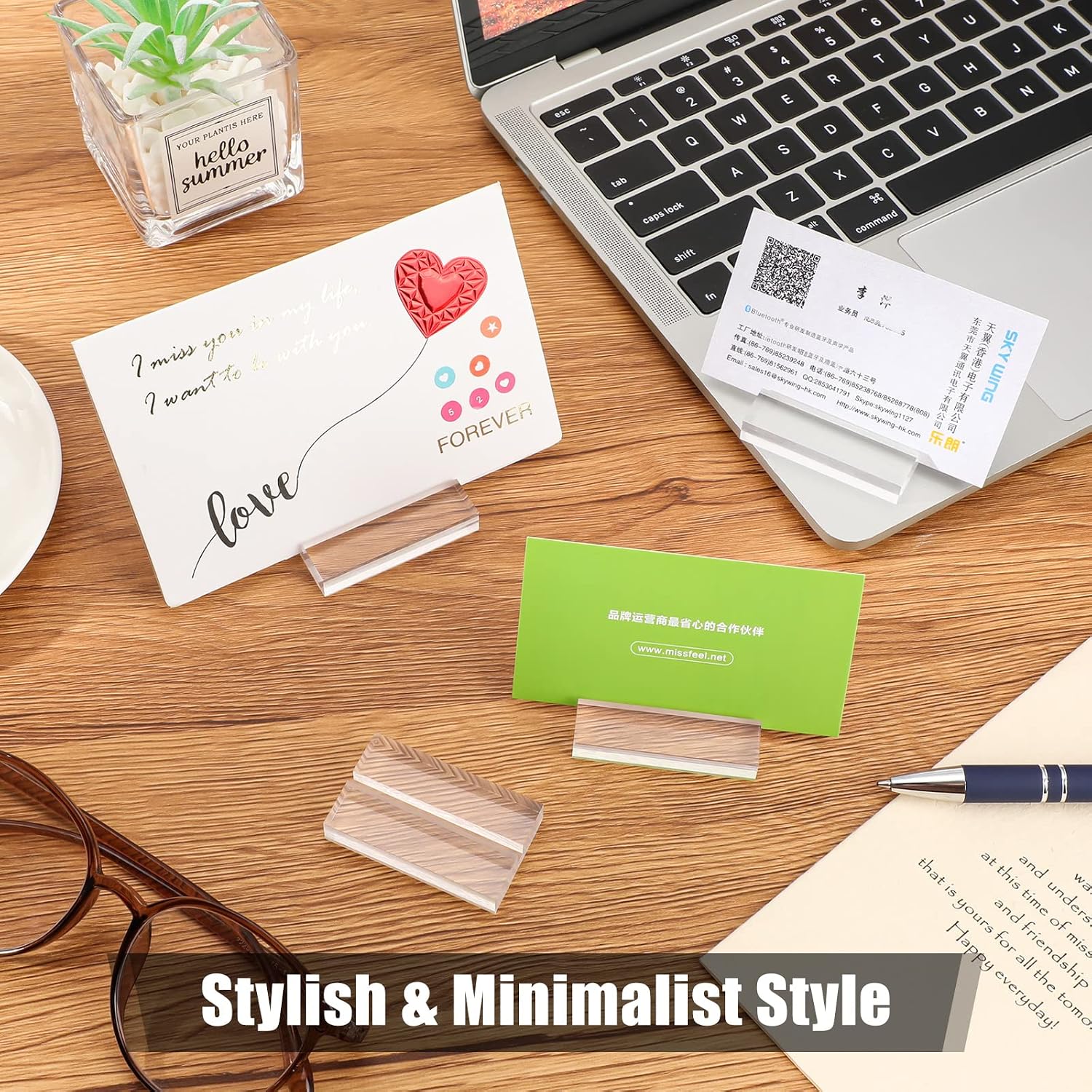 Blulu 40 Pieces 2 Inch Acrylic Place Card Holders Clear Stands Base with 3 mm Card Slot Numbers Display Table Sign for