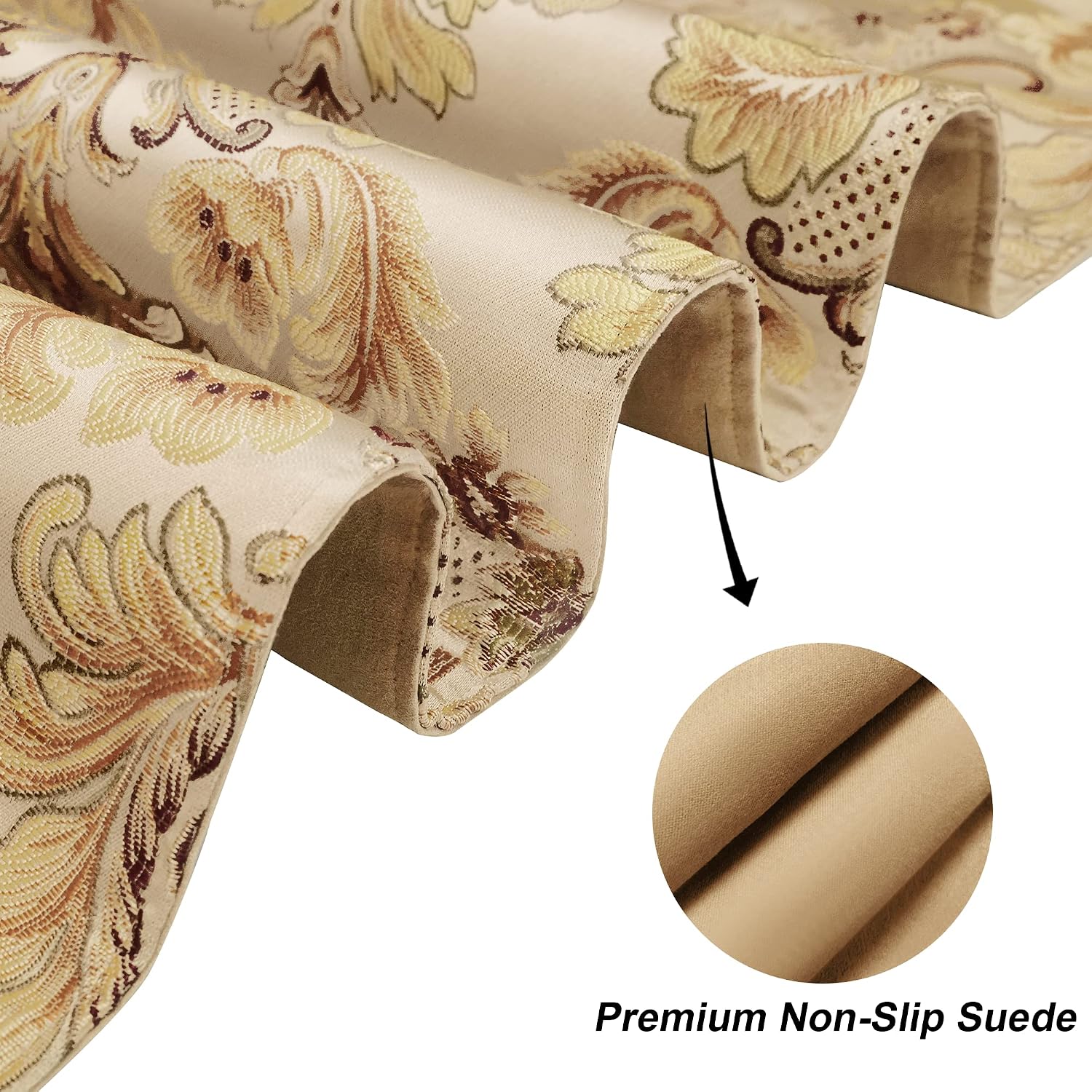 Loom and Mill Jacquard Table Runner 72 inches Long, Thick Fabric Floral Table Runners with Handmade Tassels for Dining