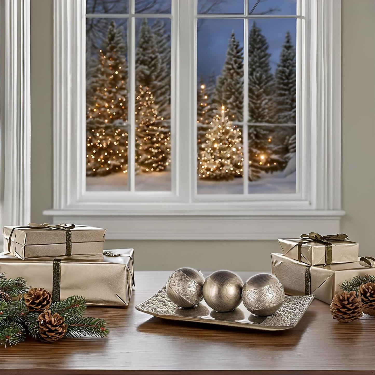 Dublin Decorative Tray and Orbs Balls Set / Silver