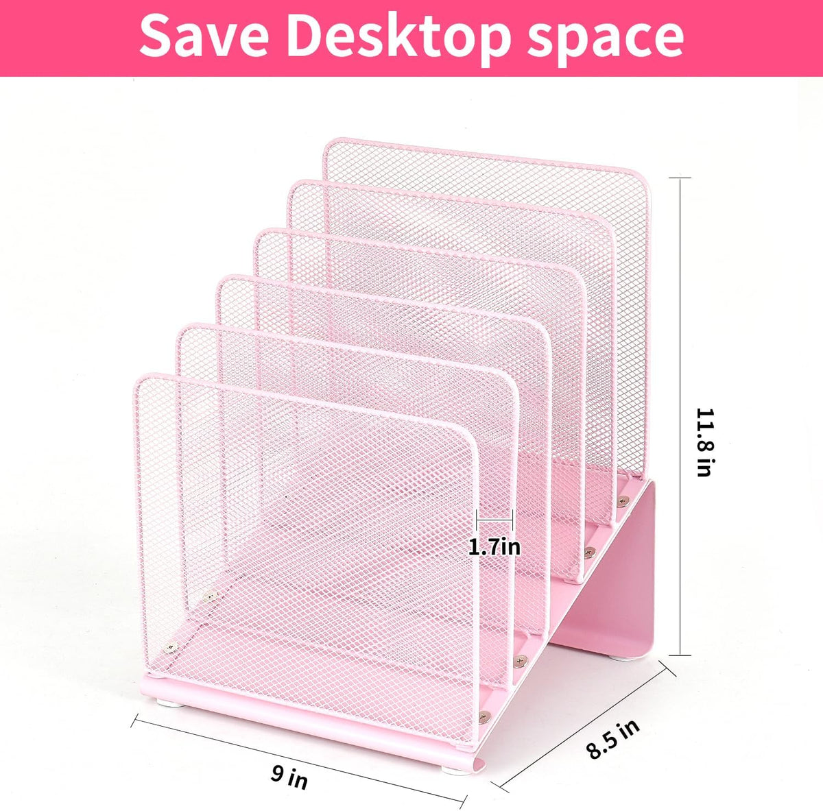LEKETREE File Organizer for Desk, Desk Organizer with 5-Section Vertical File Rack, Folder Organizer,Workspace