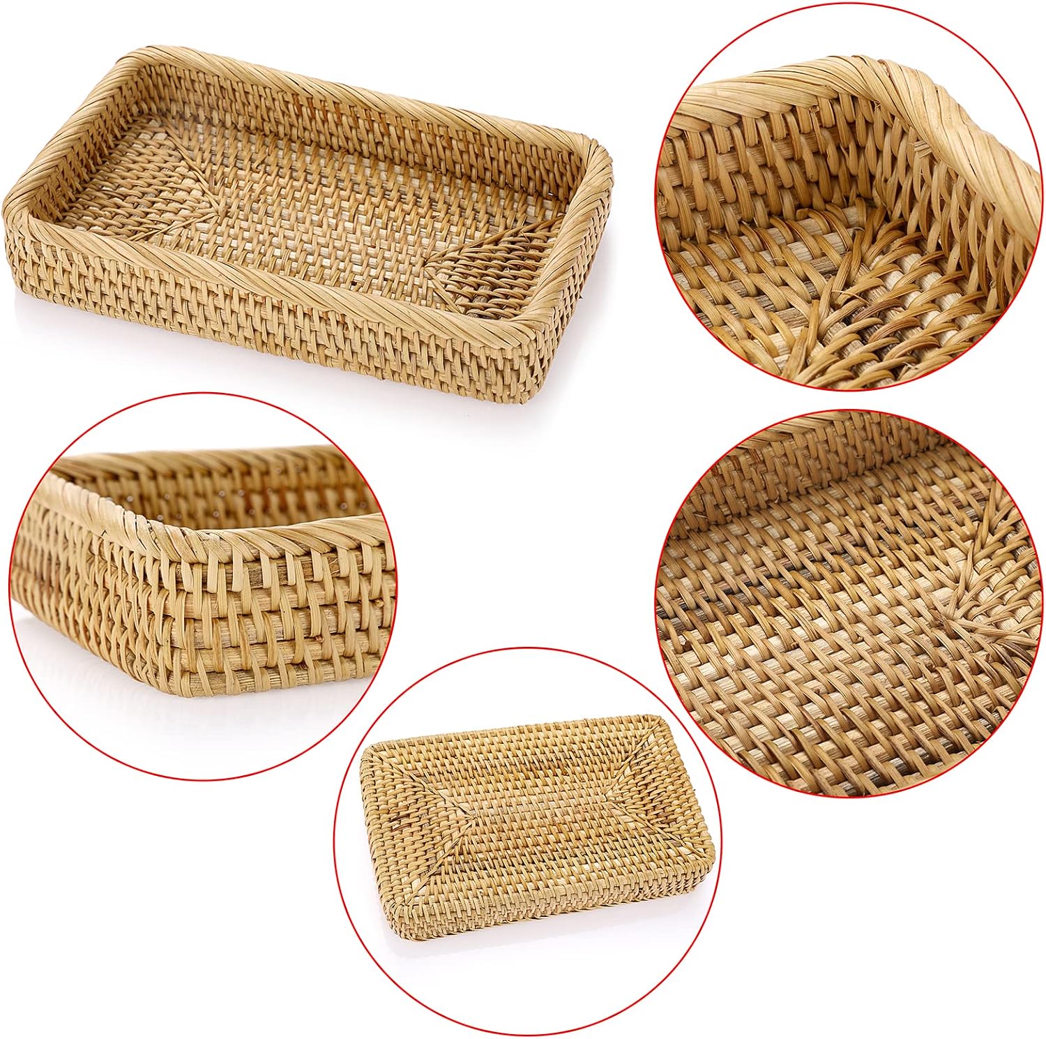 Rattan Bathroom Vanity Tray / Yellow / 10 x 6.1 x 1.8
