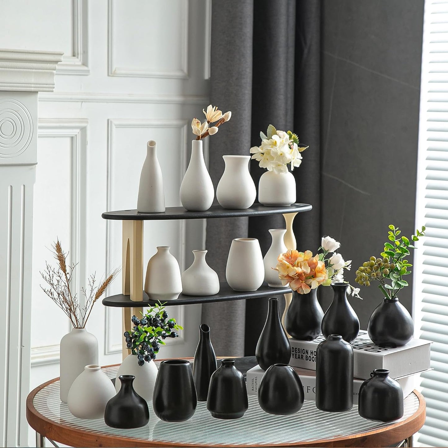 Small Ceramic Vase / Black / Set of 11