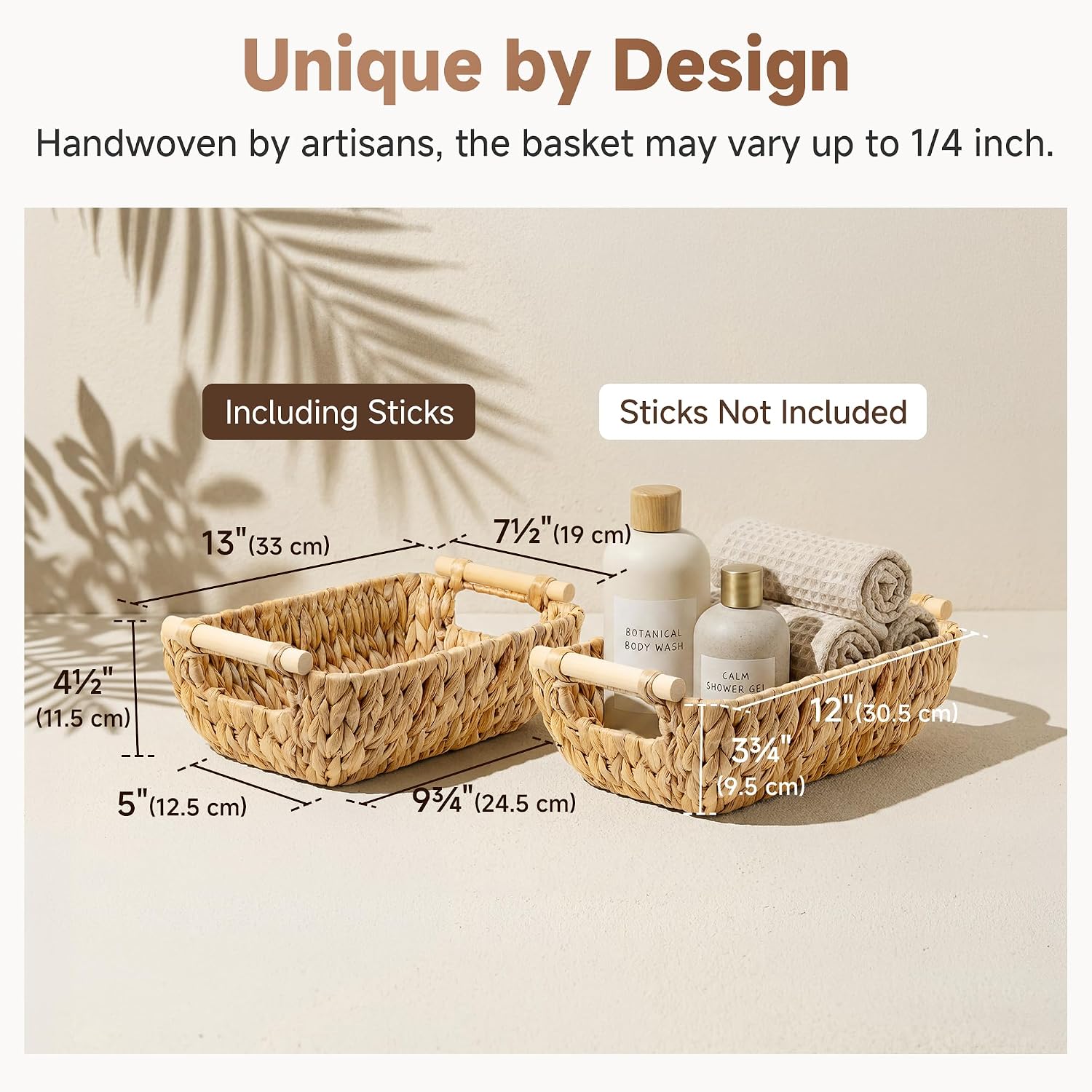 Hand-Woven Wicker Baskets / Natural / Small / Set of 2