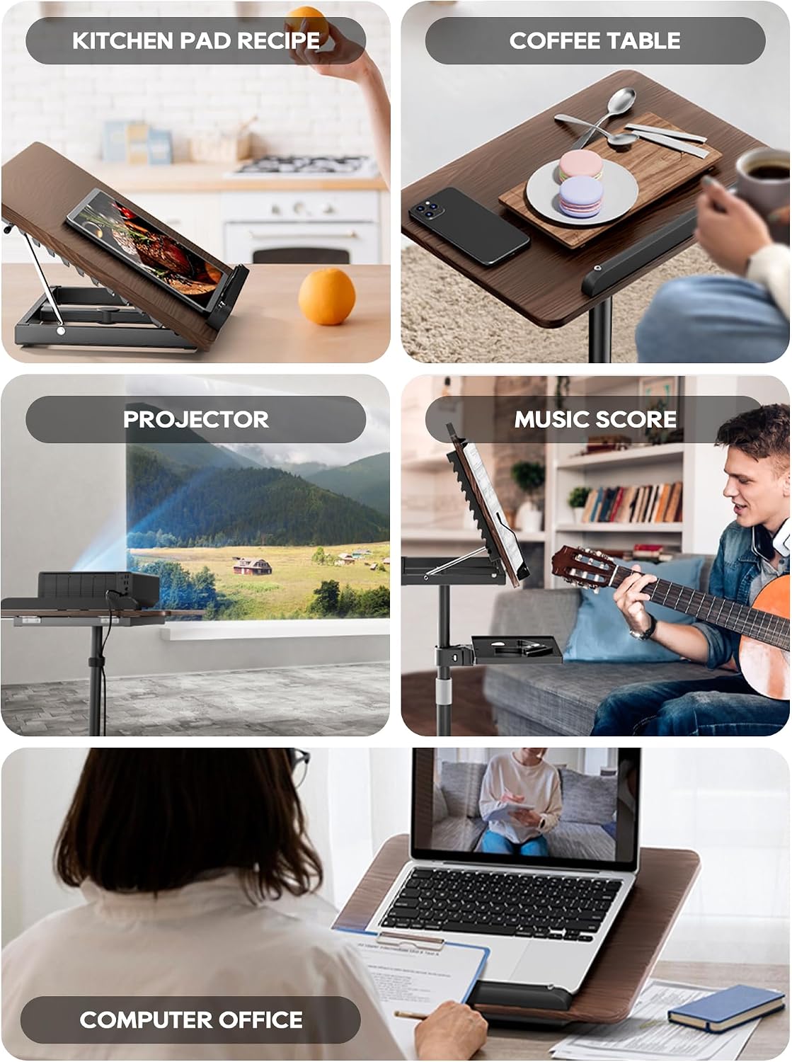 2 in 1 Adjustable Book Stand - Dual-Use Floor and Desktop Book Holder Stand, Height Adjustable 23.5-52 in, Elastic Page