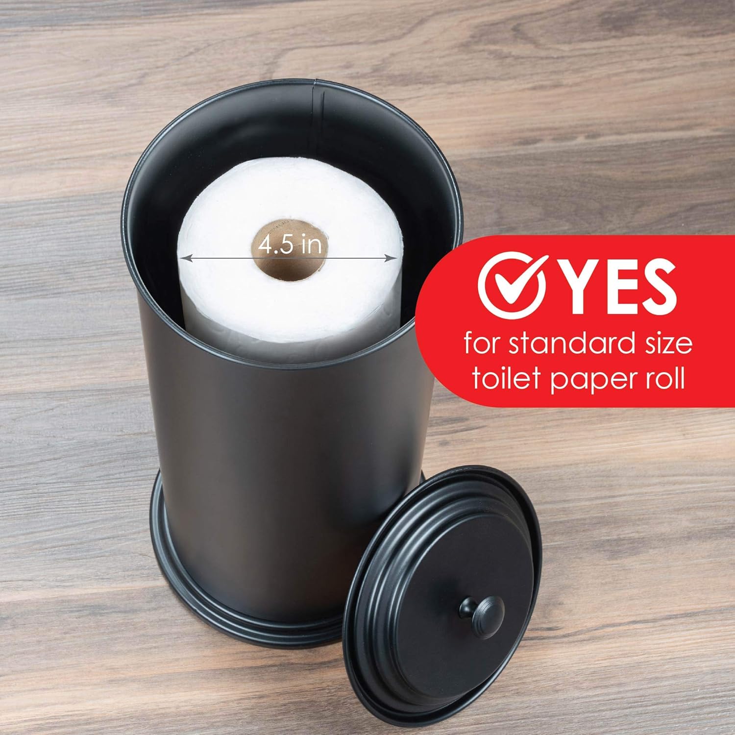 JS Jackson Supplies Free Standing Extra Large Toilet Paper Holder - Matte Black