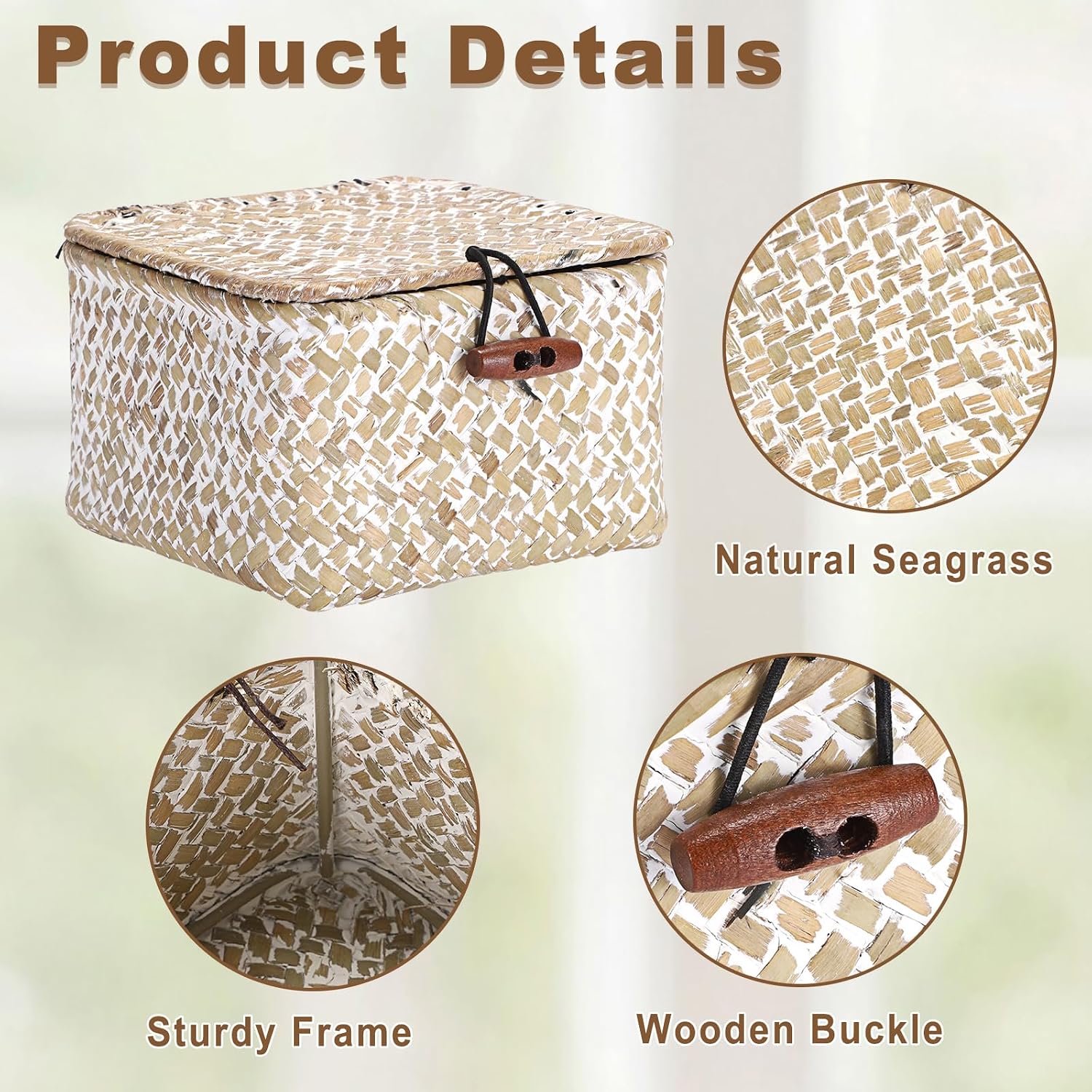 Small Seagrass Basket / 4.7 x 4.7 x 3 / Whitewash Color