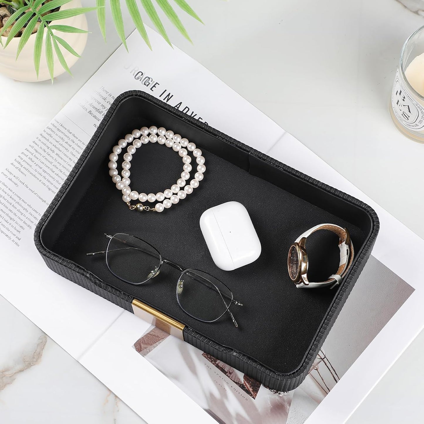Valet Tray Desktop Storage Organizer / Black