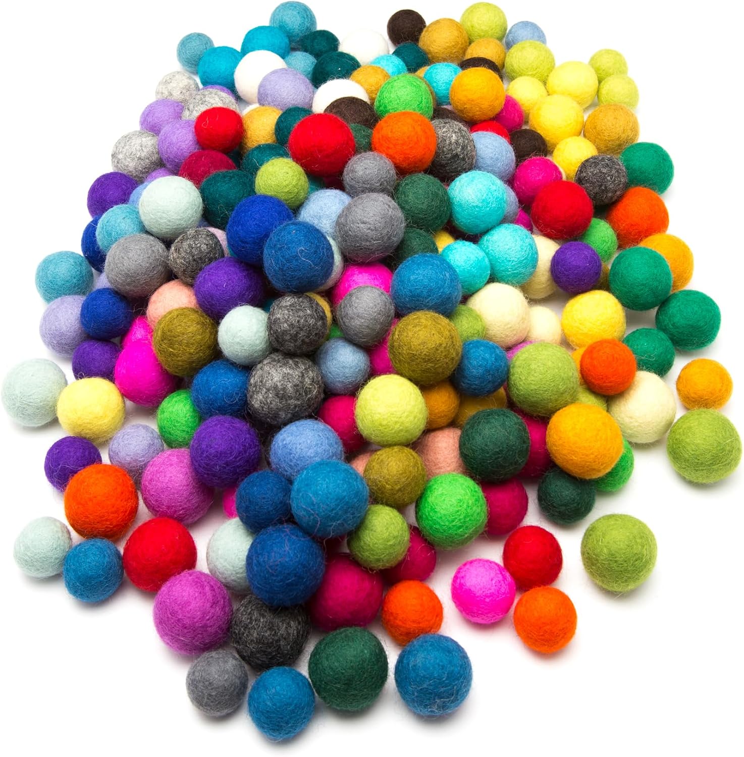Glaciart One Felt Pom Pom, Felt Balls for Crafts (240 pcs) | 40 Rainbow Colors & 2 Sizes from 0.8 to 1 Inch | Perfect