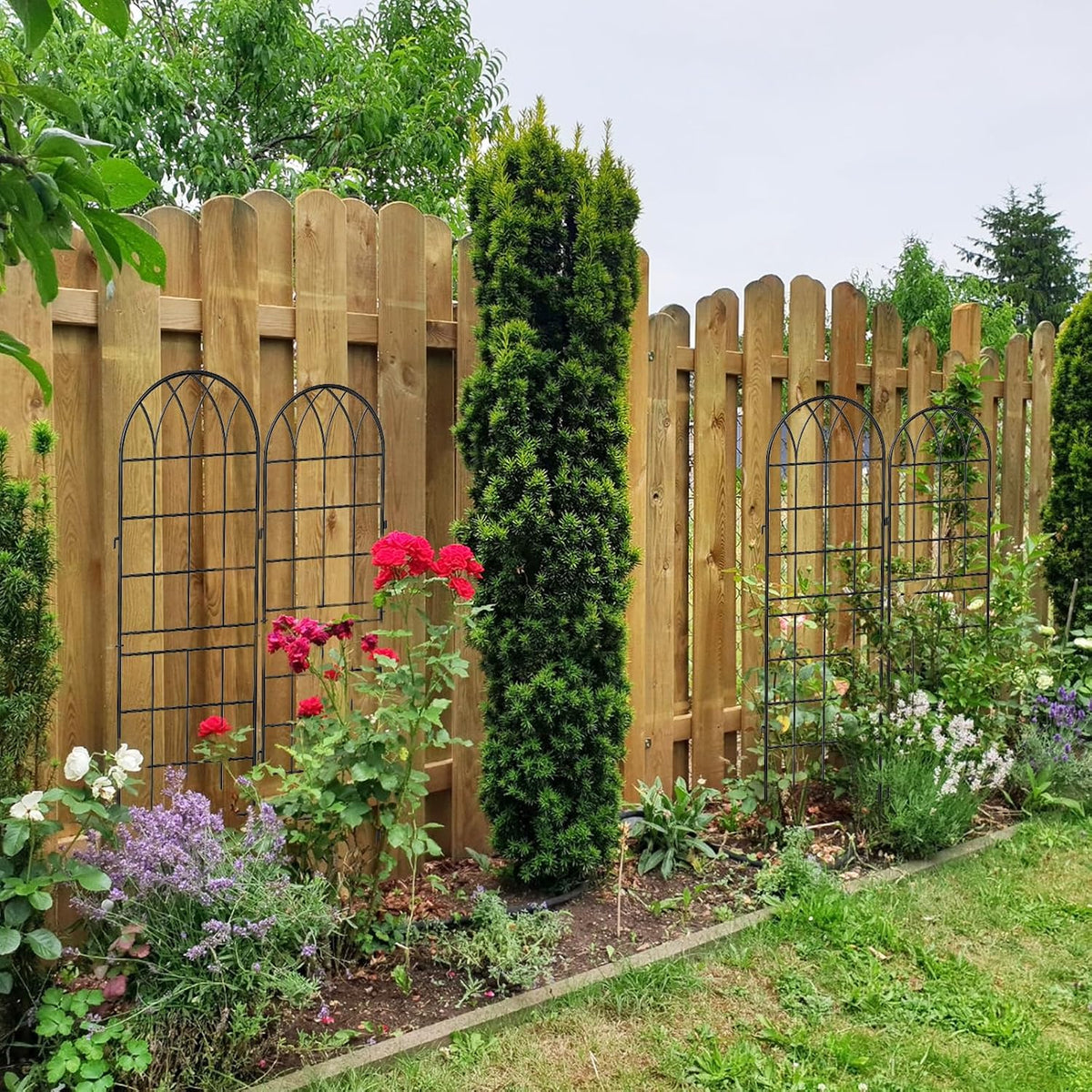 4 Pack Garden Trellis for Climbing Plants, 59 Inch Metal Trellis | Decorative Plant Support Trellis for Climbing Plants
