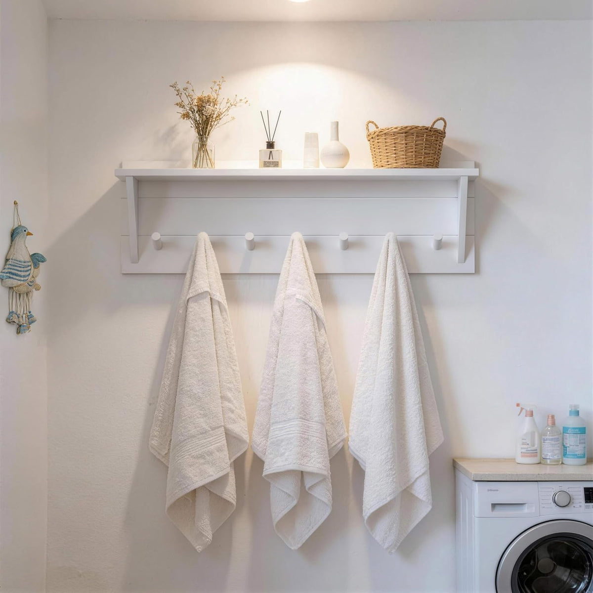 WEBI Coat Rack Wall Mount with Shelf,30" Long Entryway Wall Shelf with Hooks Underneath,7 Peg Hooks for Hanging