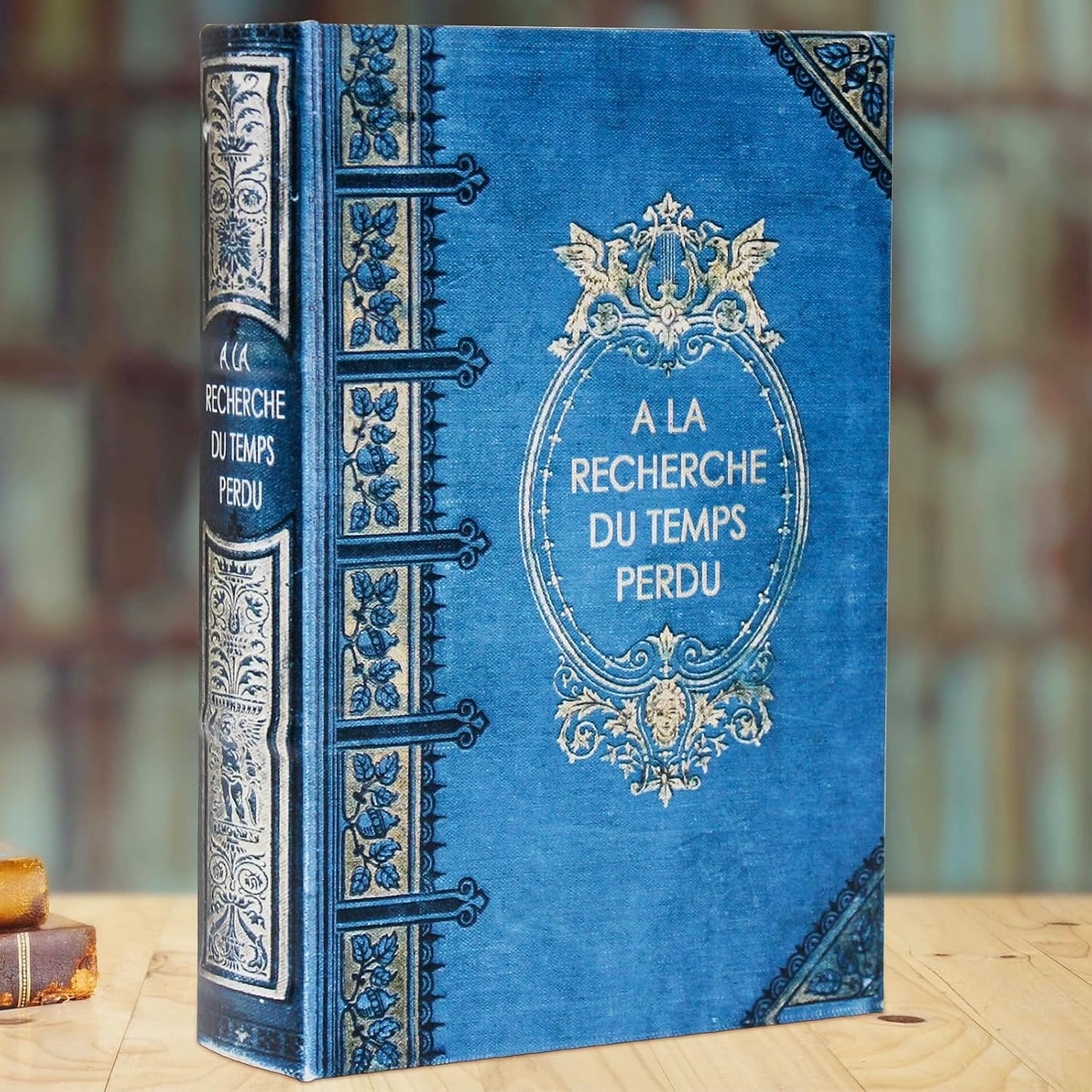 Book Box Decorative Storage Box Faux Wood / Literary Works - Blue