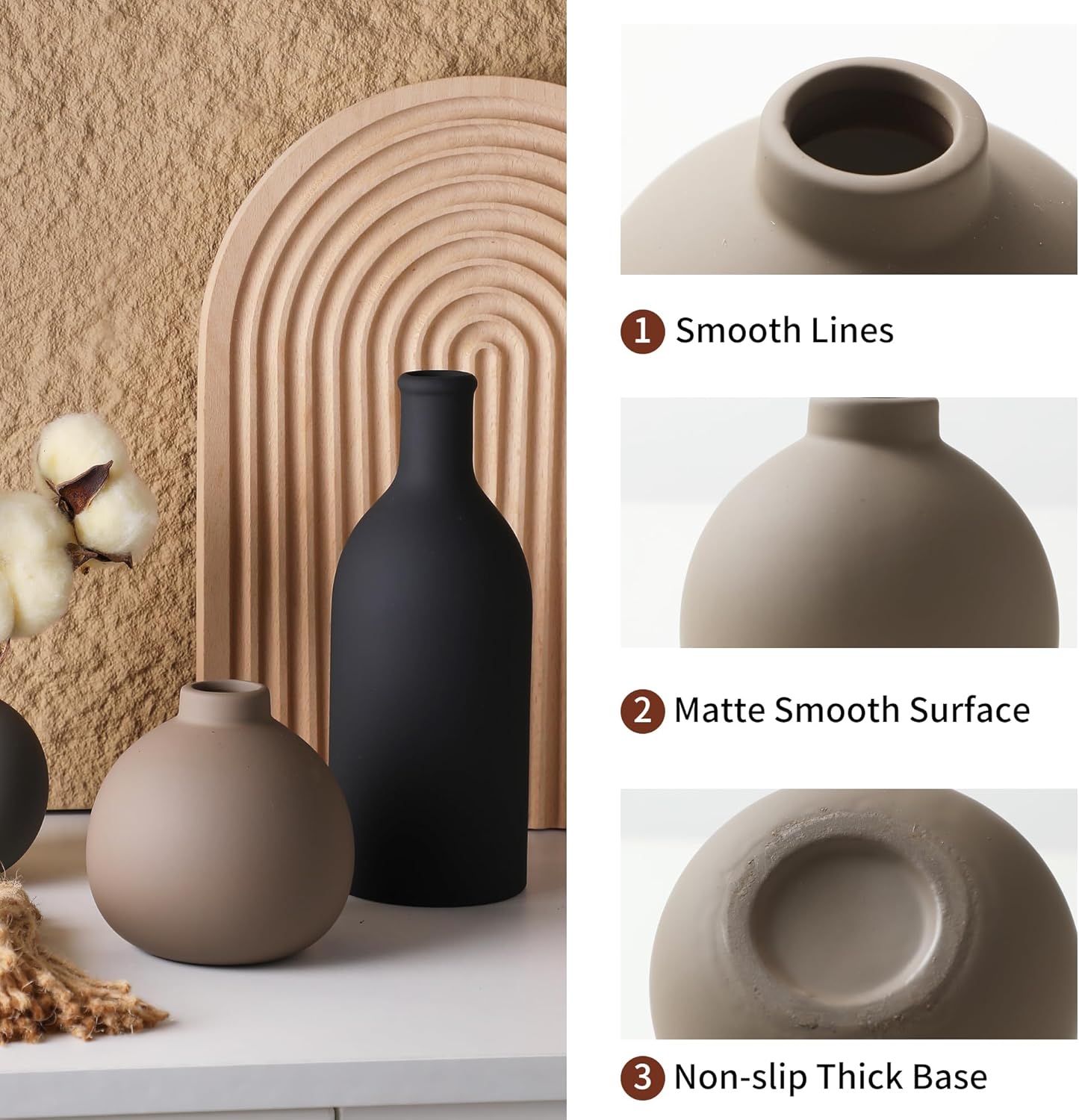 Ceramic Vase / 001-multicolor / Set of 3