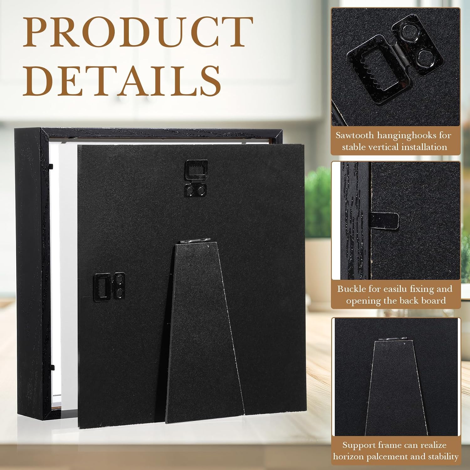 Ripeng 16 Pack 8x8 Inch Shadow Box Frame Display Cases, Black Deep Picture Frames for Wedding Bouquet Preservation