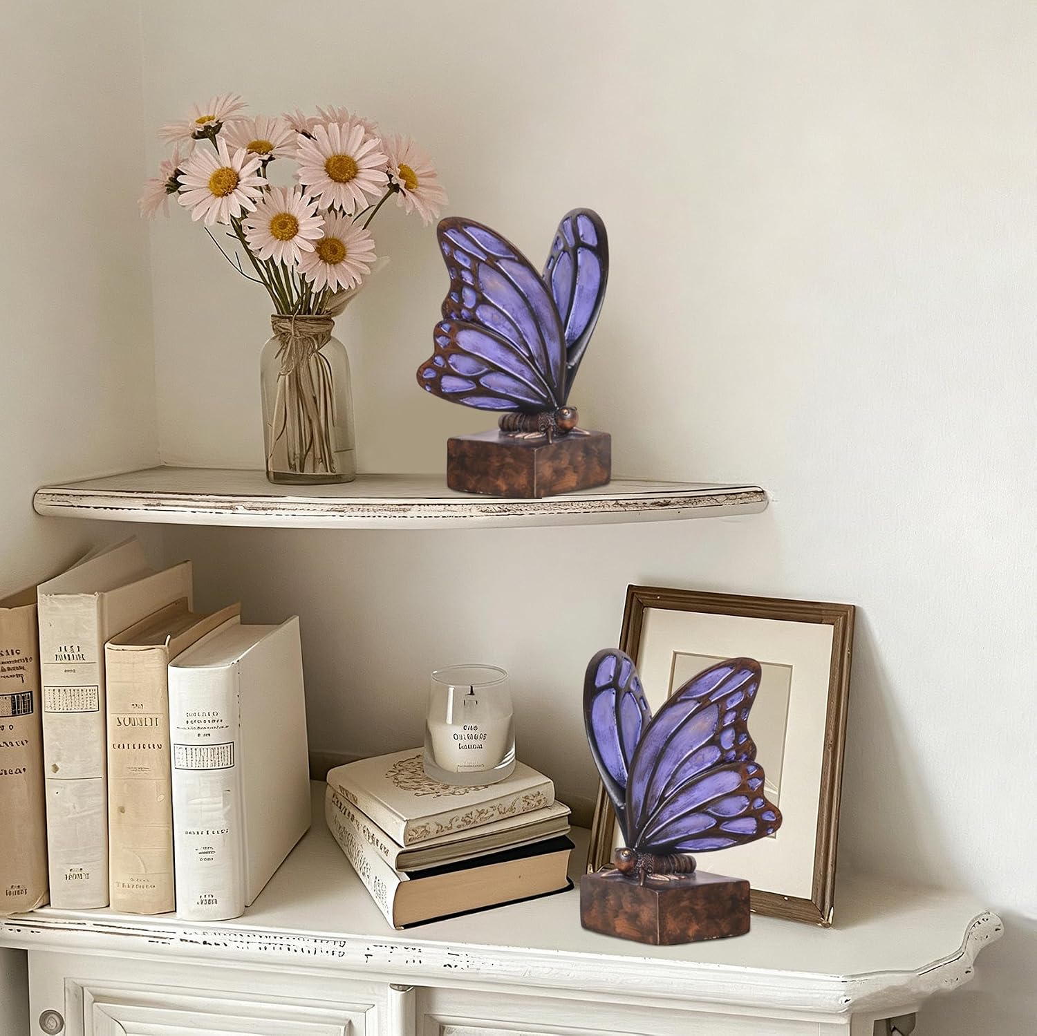 Vintage Butterfly Bookends / Purple