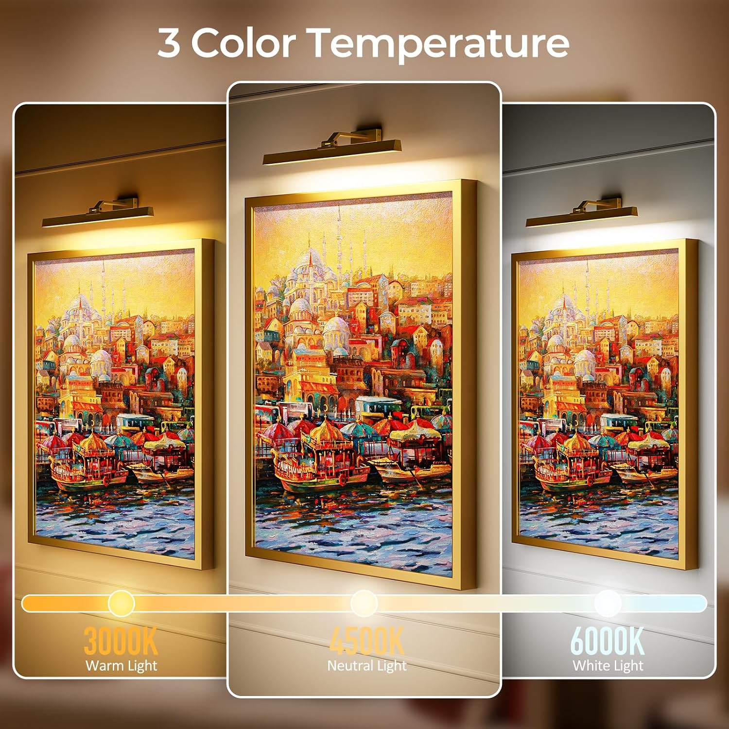 Picture Lights for Wall, Battery Operated Picture Light 24in Gallery Light for Paintings CCT Dimmable Recharging