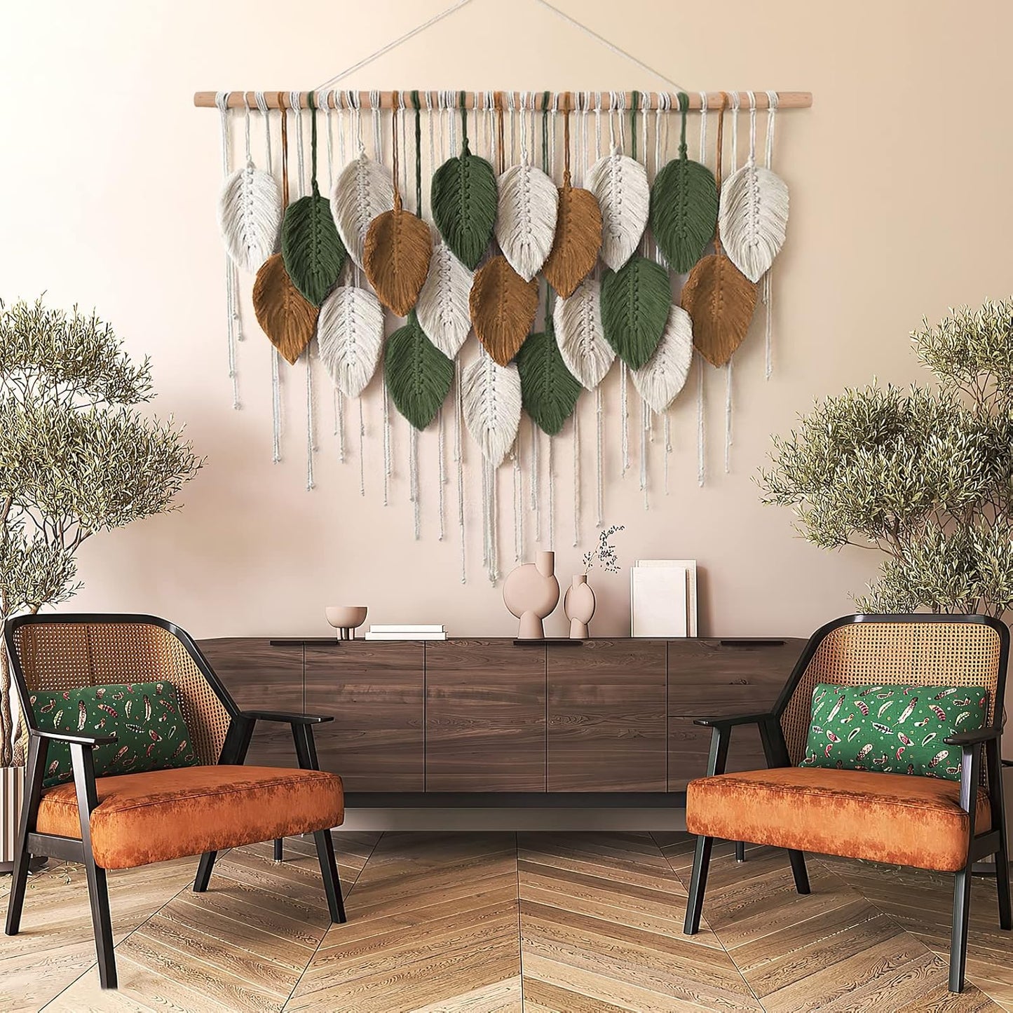 Large Macrame Wall Hanging Boho Woven Tapestry / 39"W x 29.5"L
