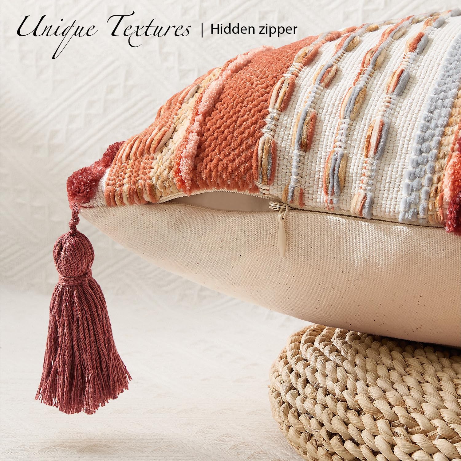 Kevin Textile Long Lumbar Pillow Cover Fall Boho Decorative Rectangle / 36 x 14 / Burnt Orange