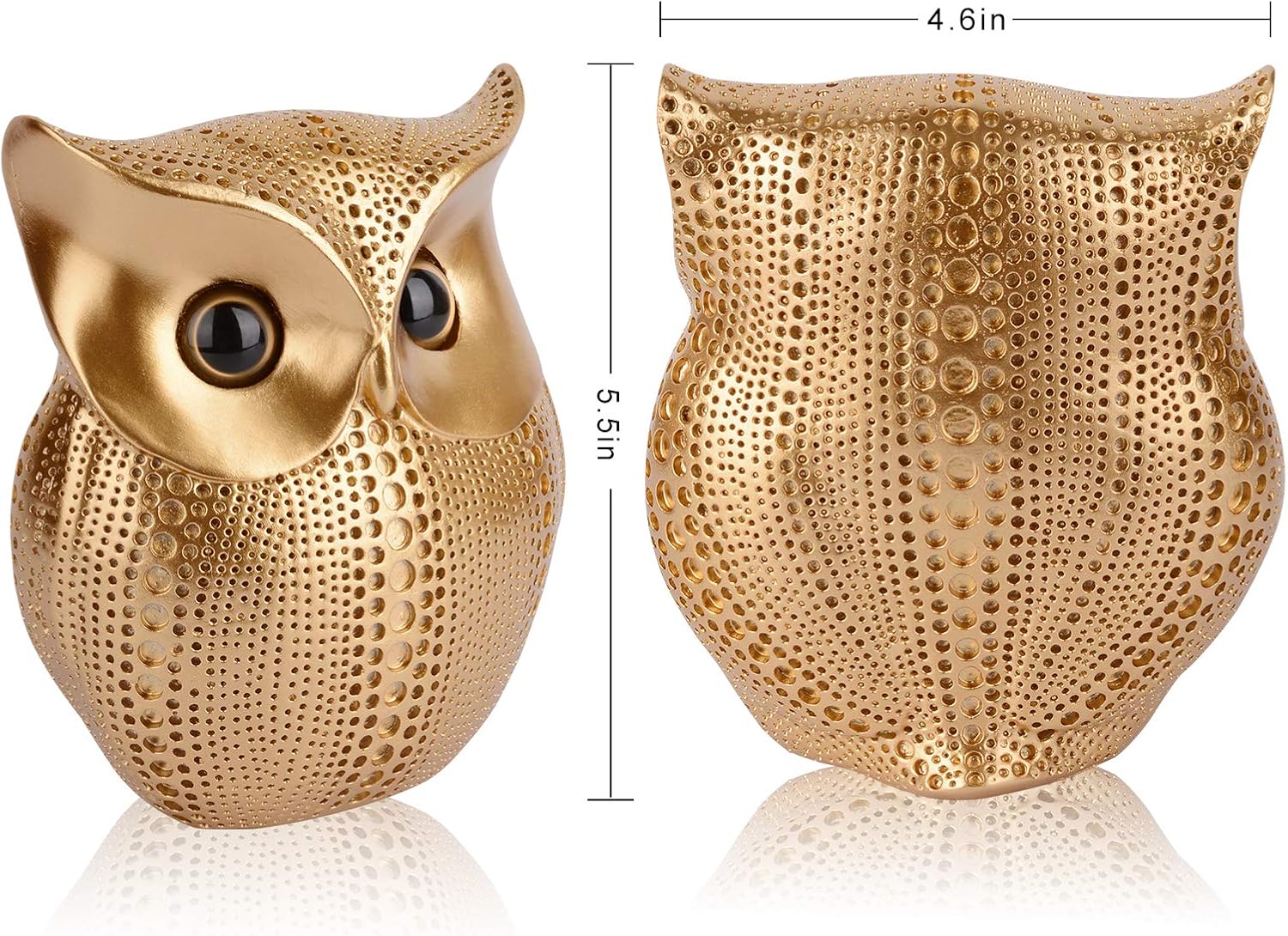 Owl Statue / Retro Buho Owls Figurines for Unique Home Decorations / Gold
