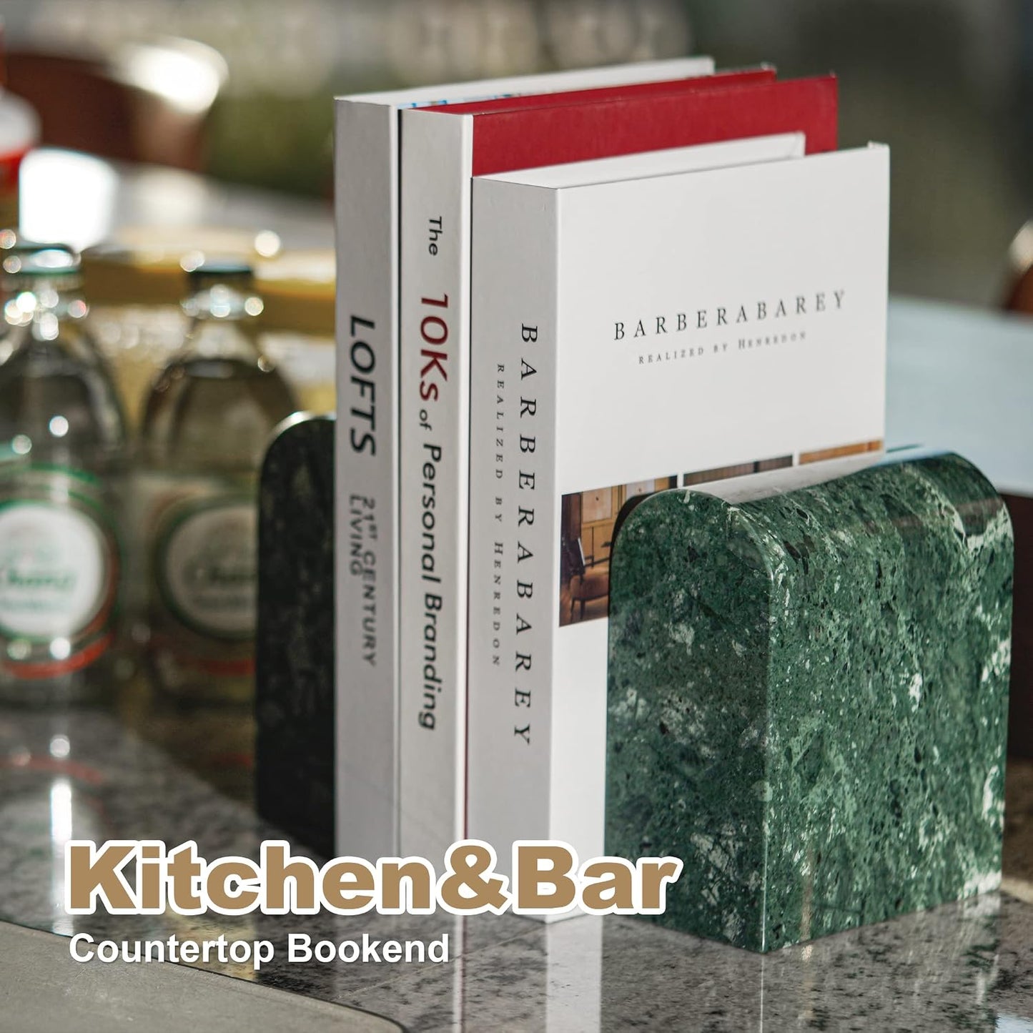 13LBS Non-Slip Book Ends / Green Marble-indian Green-13lb