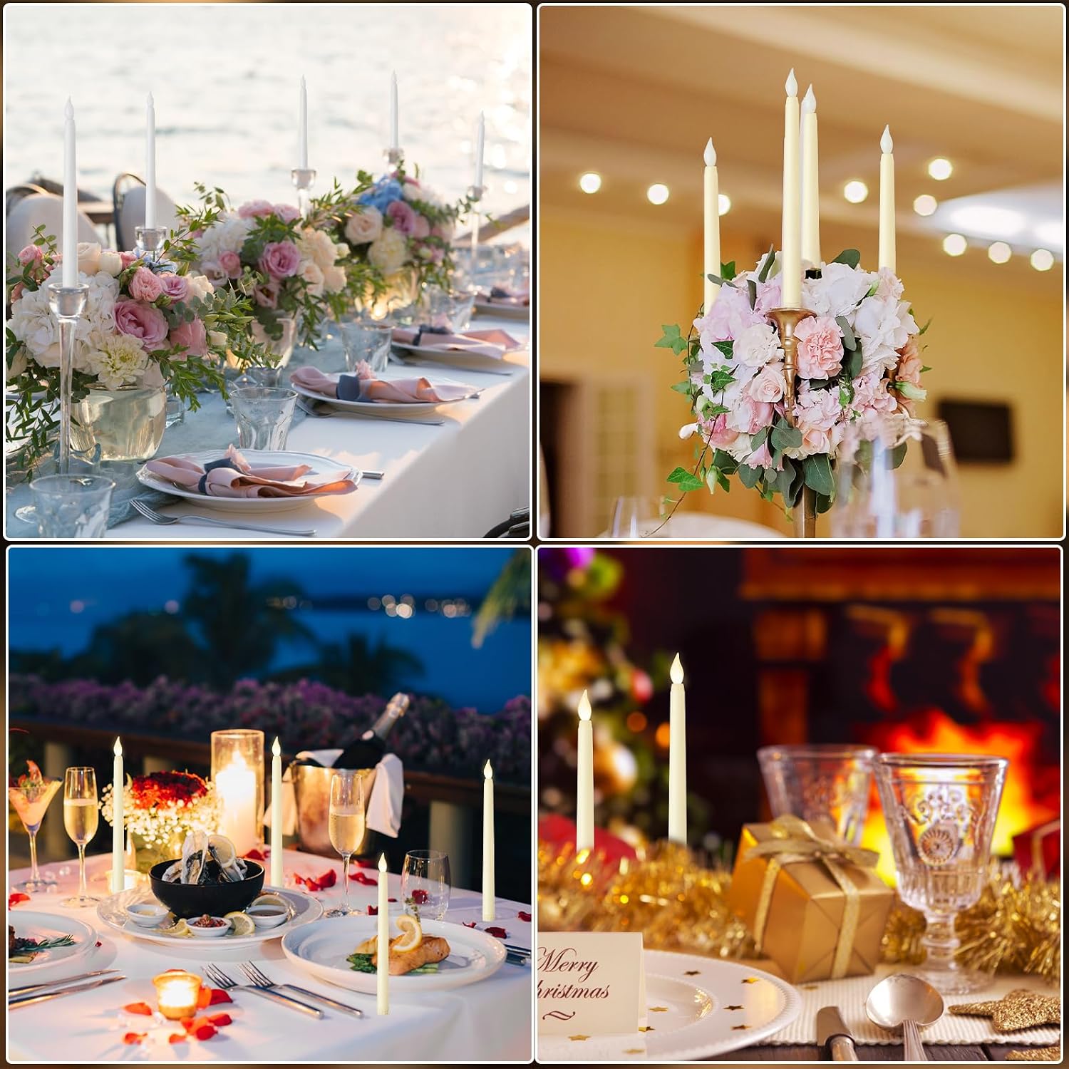 120 Pcs Flameless Taper Candles with Remote and Timer 11" Battery Operated Candlesticks LED Flickering Faux Candles