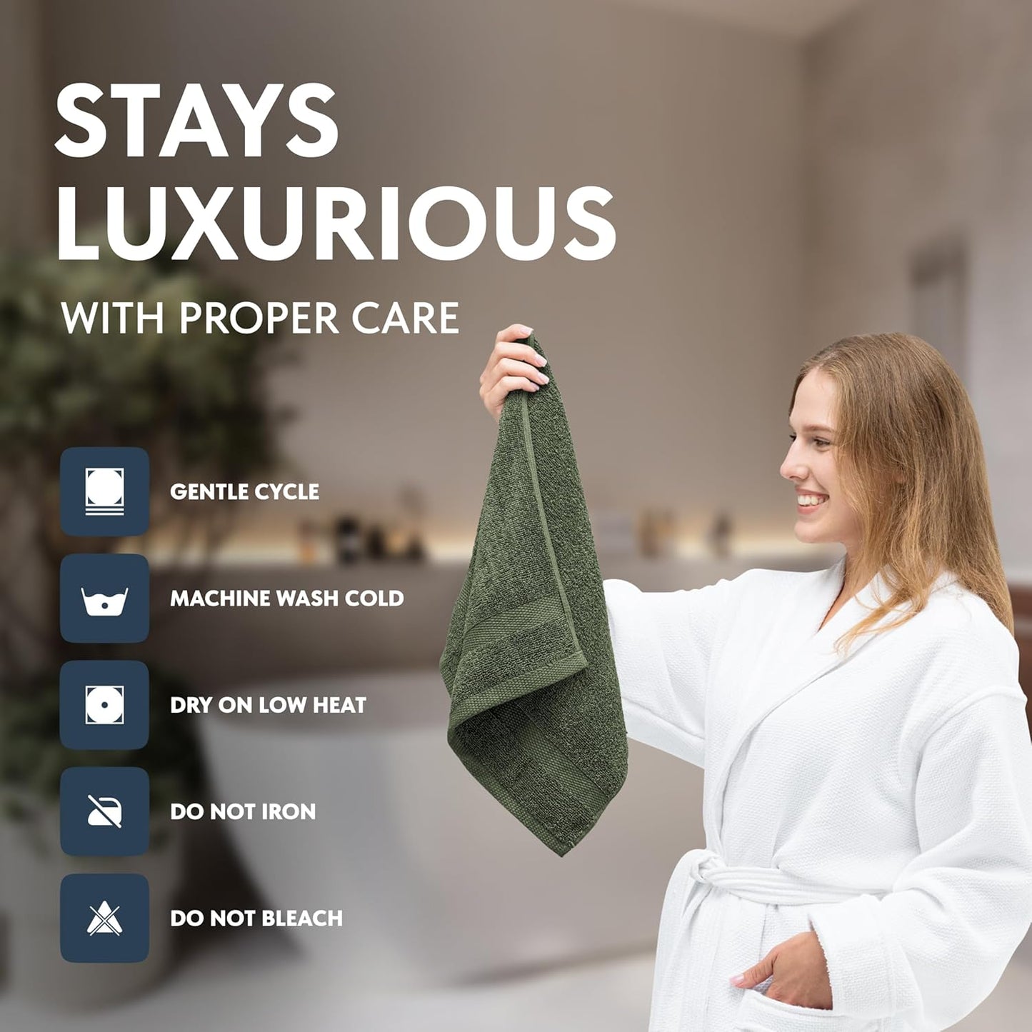 White Classic Luxury Forest Green Hand Towels - Soft 100% Turkish Cotton | Highly Absorbent Hotel spa Bathroom Towel