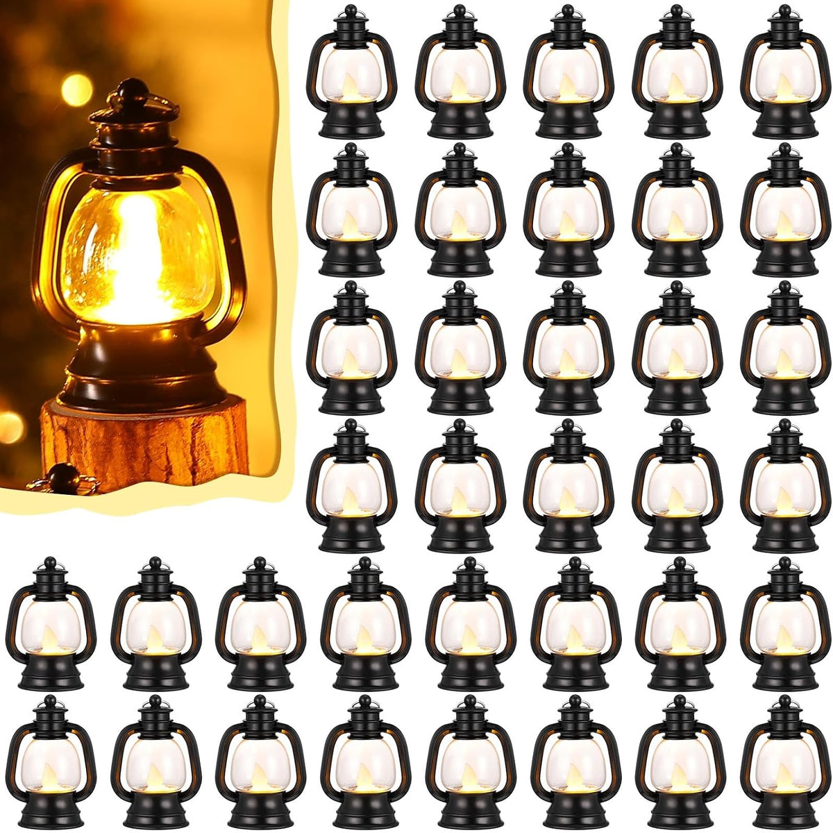 Ferraycle 72 Pcs Mini Lanterns Bulk 4 Inch Black Lamp Table Centerpieces