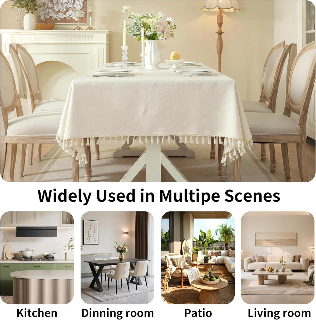 Table Cloth Rectangle Table with Waterproof, Spring Tablecloth with Tassel,Tablecloths for Protect Table Dining, Party