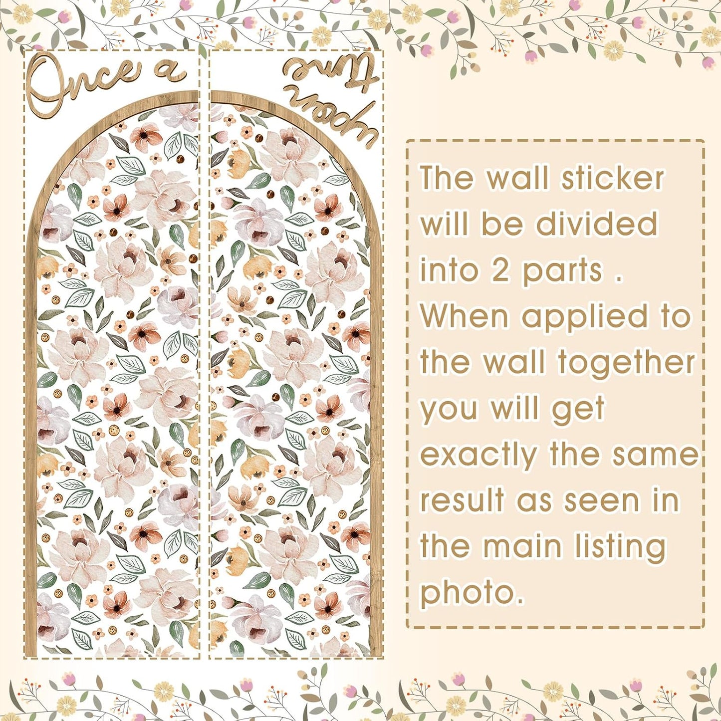 Flower Arch Wall Decals Peel and Stick Floral Stickers Once Upon a Time Floral Arch Decals / 60 x 35