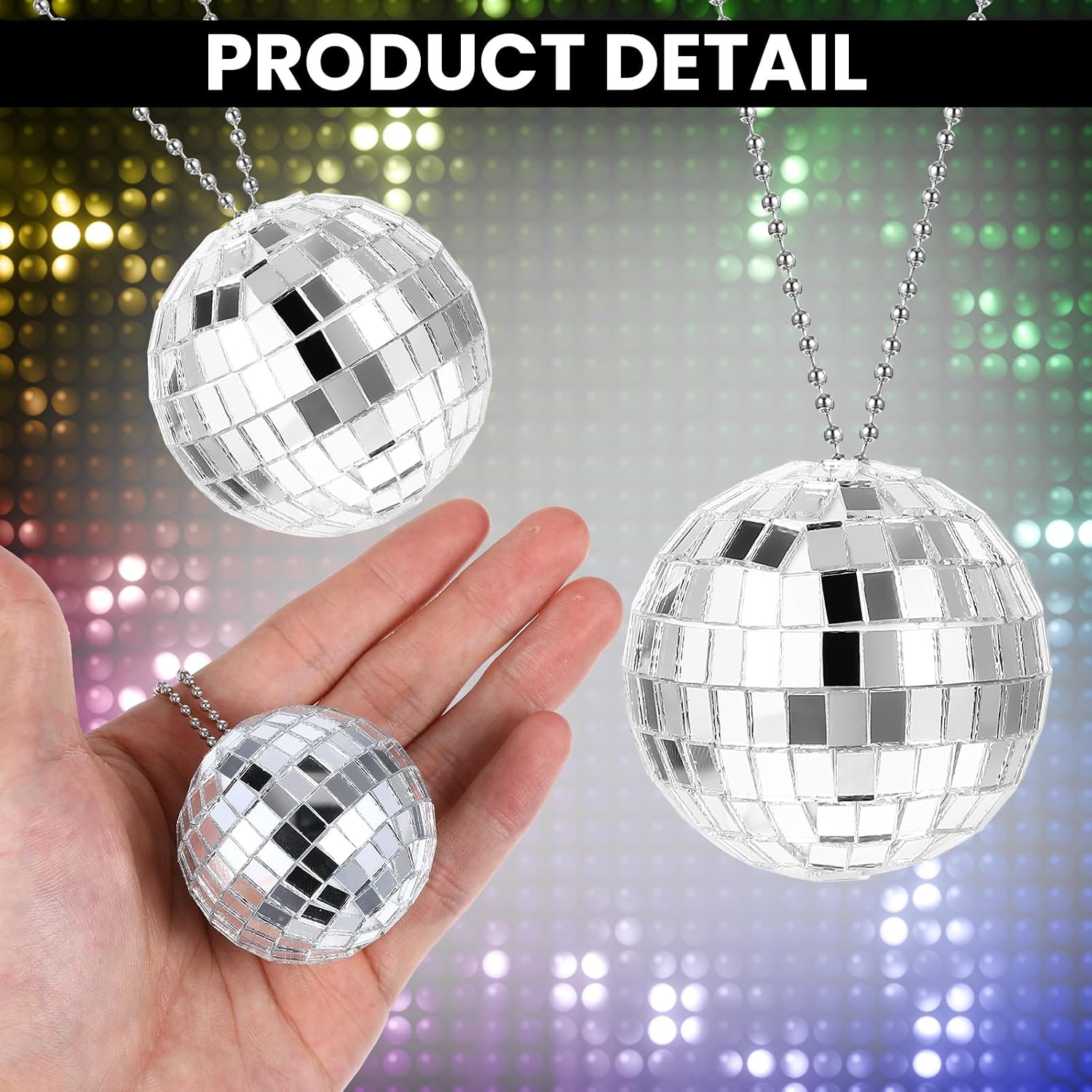 Mirror Disco Ball Car Charm / Silver / Set of 2