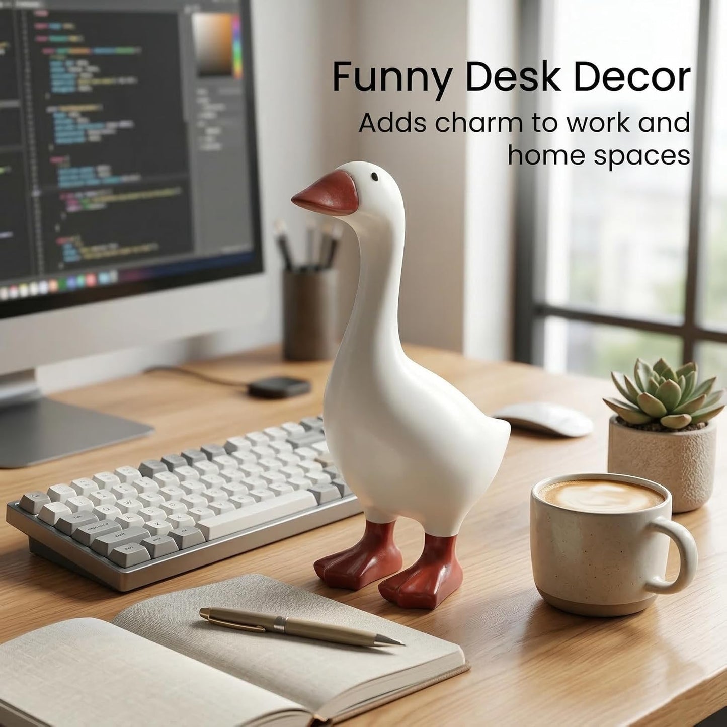 Mini Desktop Goose Statue Decor / White 7 Inch / Small / 7 Inch