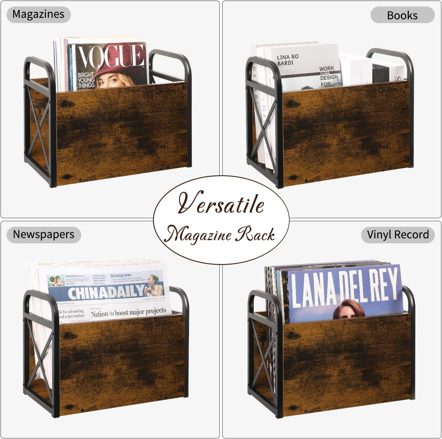 YINMIT Magazine Holder, Magazine Rack Floor, Magazine Storage Basket, Folder Organizer Bin for Books, Newspapers