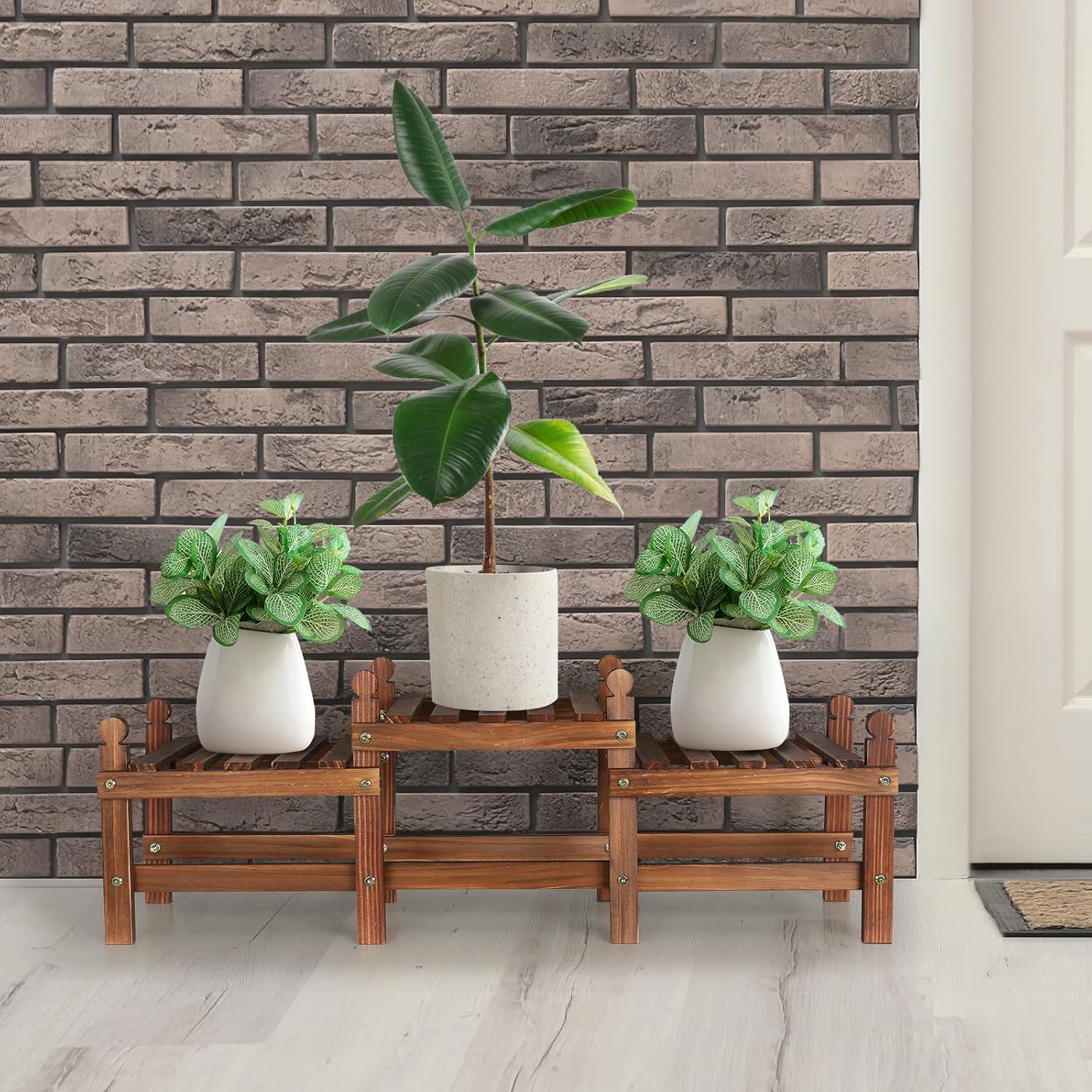 3 Tier Plant Stand Indoor,Wood Low Plant Bench for Multiple Plants | Corner Flower Pot Stand Long Plant Holder Window